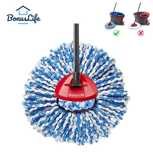 2-Tank Mop Heads Replacements for O-Ceda RinseClean Dual System, Microfiber Refills, Easy Cleaning Mop Repalce Head Blue 6 Pack