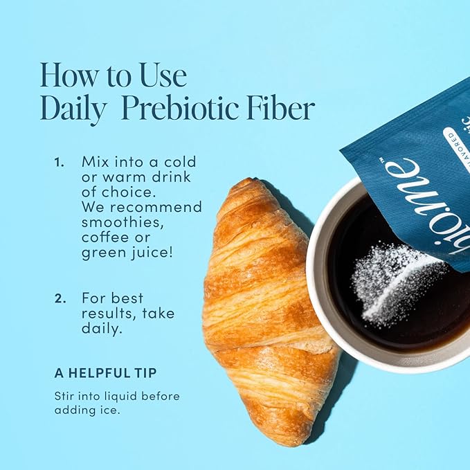 Daily Prebiotic Fiber Powder Unflavored - 20 Travel Packs, 7g Per Serving - Soluble & Insoluble Fiber Supplement for Women & Men - Digestive Health & Gut Health - GLP-1 Friendly, Sugar Free