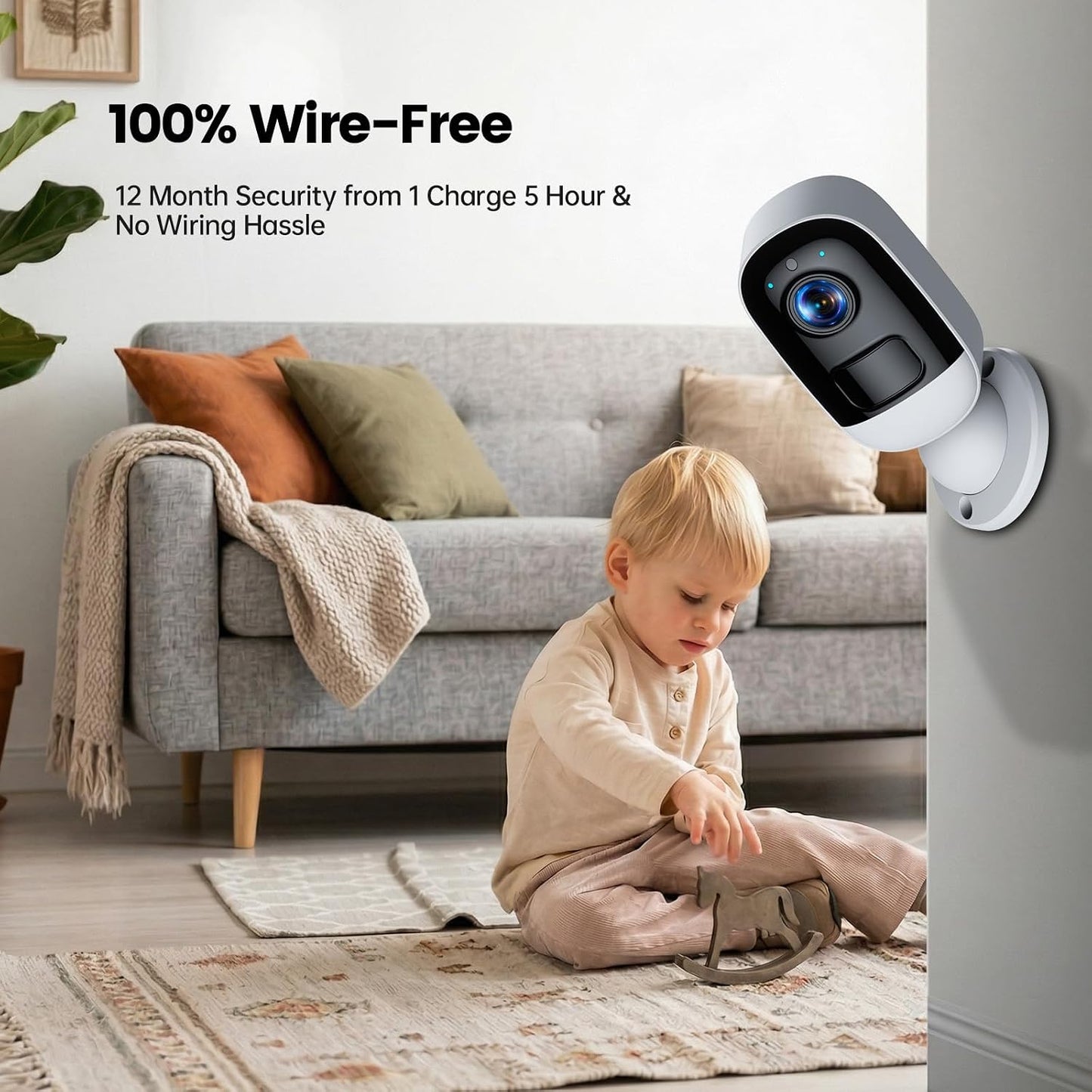 Camcamp 3MP IP65 2-Way Security Cameras Wireless Outdoor, Security Camera with Magnetic Base, Waterproof, Talk, AI
