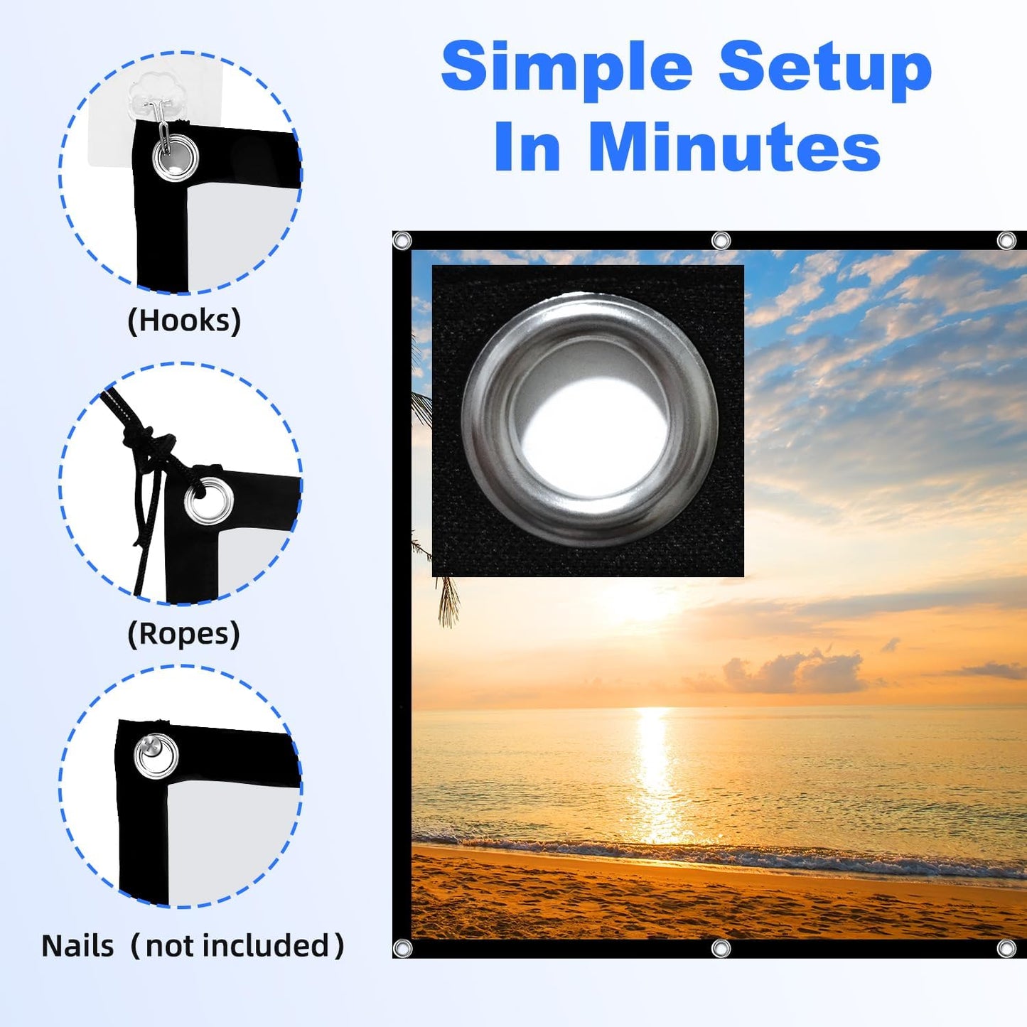DUYIKJ 130 inch 4K 16:9 Projector Screen, Projection Screen Foldable Washable Anti-Crease Portable Projector Indoor