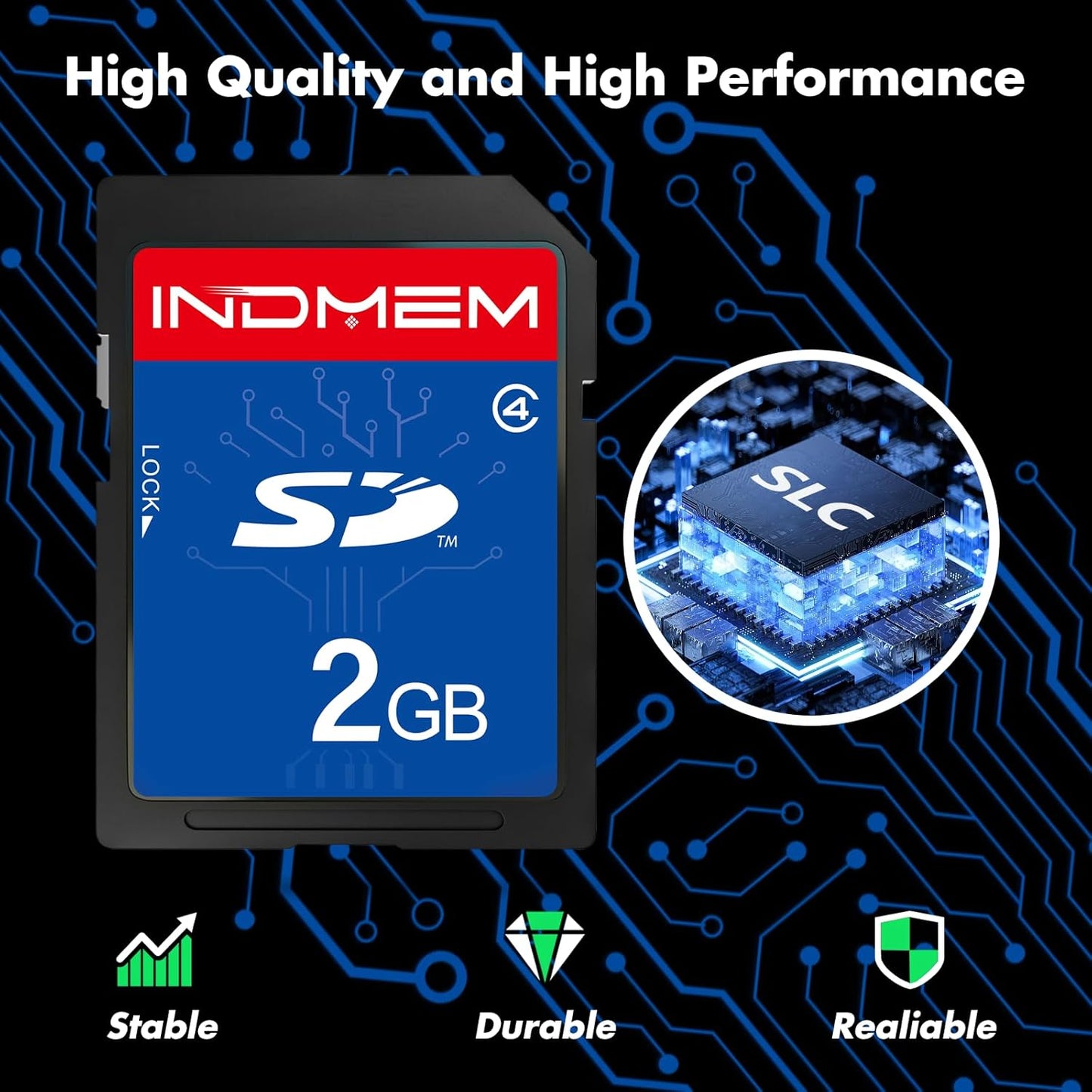 Sinobright 5 Pack 2GB 4 2G INDMEM SD Card Class Flash Memory Card SLC Stanard Secure Digital Cards