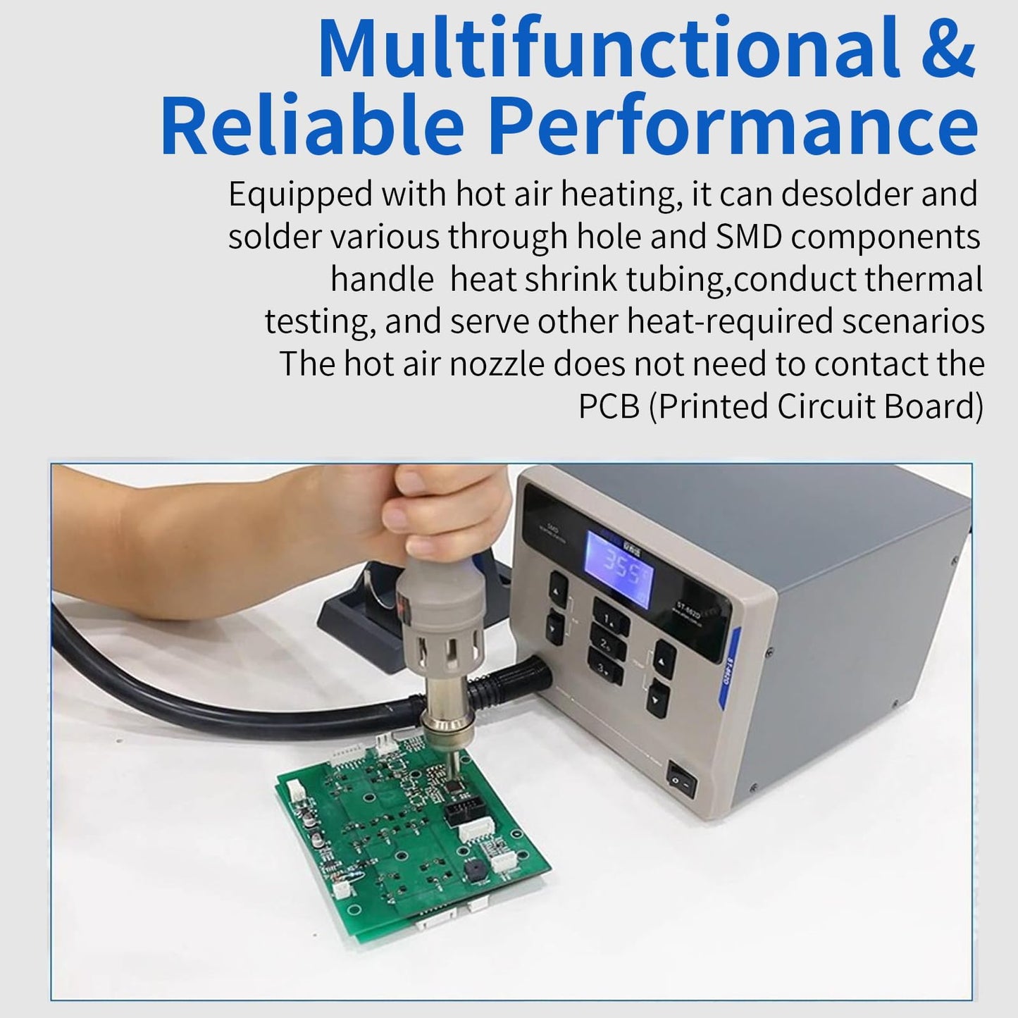 ATTEN ST-862D Hot Air Rework Station, 1000W Hot Air Soldering Station with Auto Sleep Function, Equipped with Large LCD Display & 4Air Nozzles, Suitable for Micro Soldering Rework