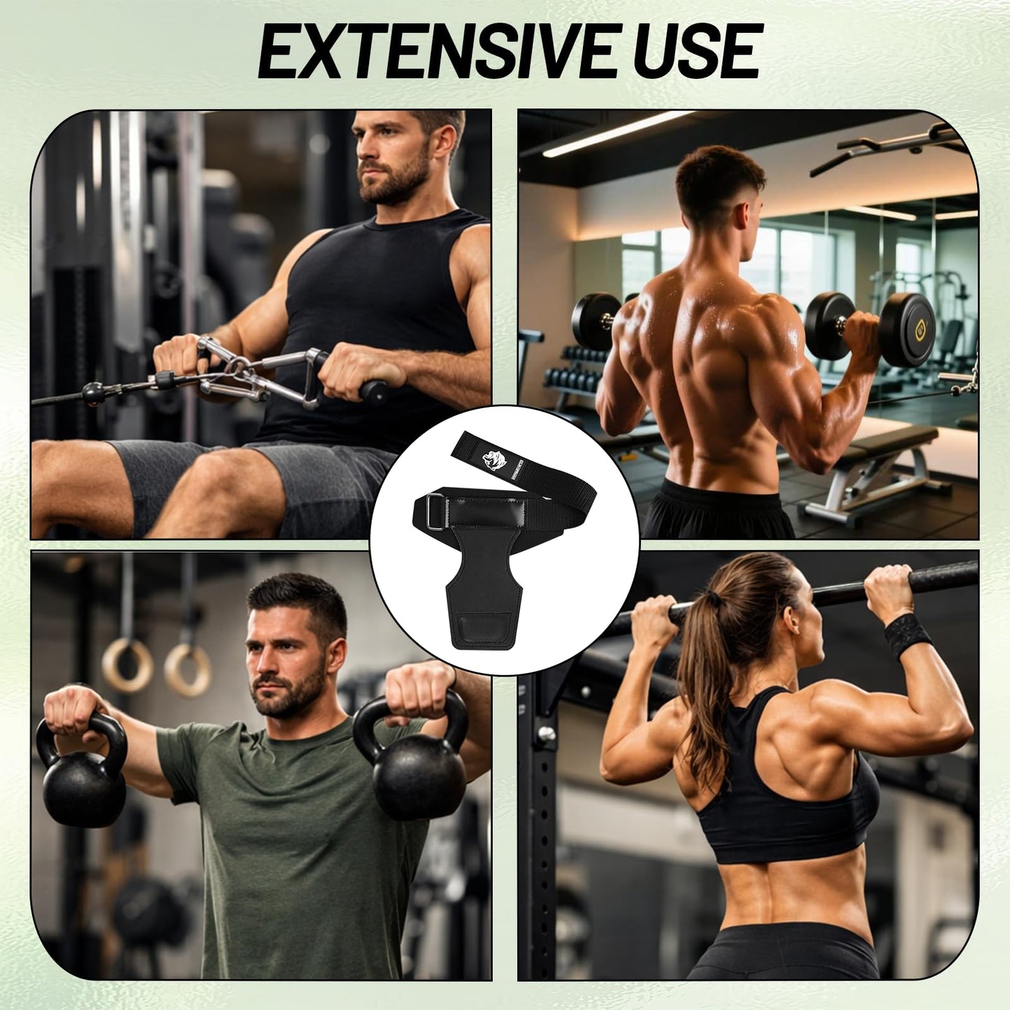 ZCFLCK 1 Pair Weight Lifting Wrist Straps, Lifting Pull Up Grips for Deadlifts and Powerlifting, Double Layer Leather Wrist Straps to Protect Wrists, Adjustable Gym Workout Gloves for Men & Women