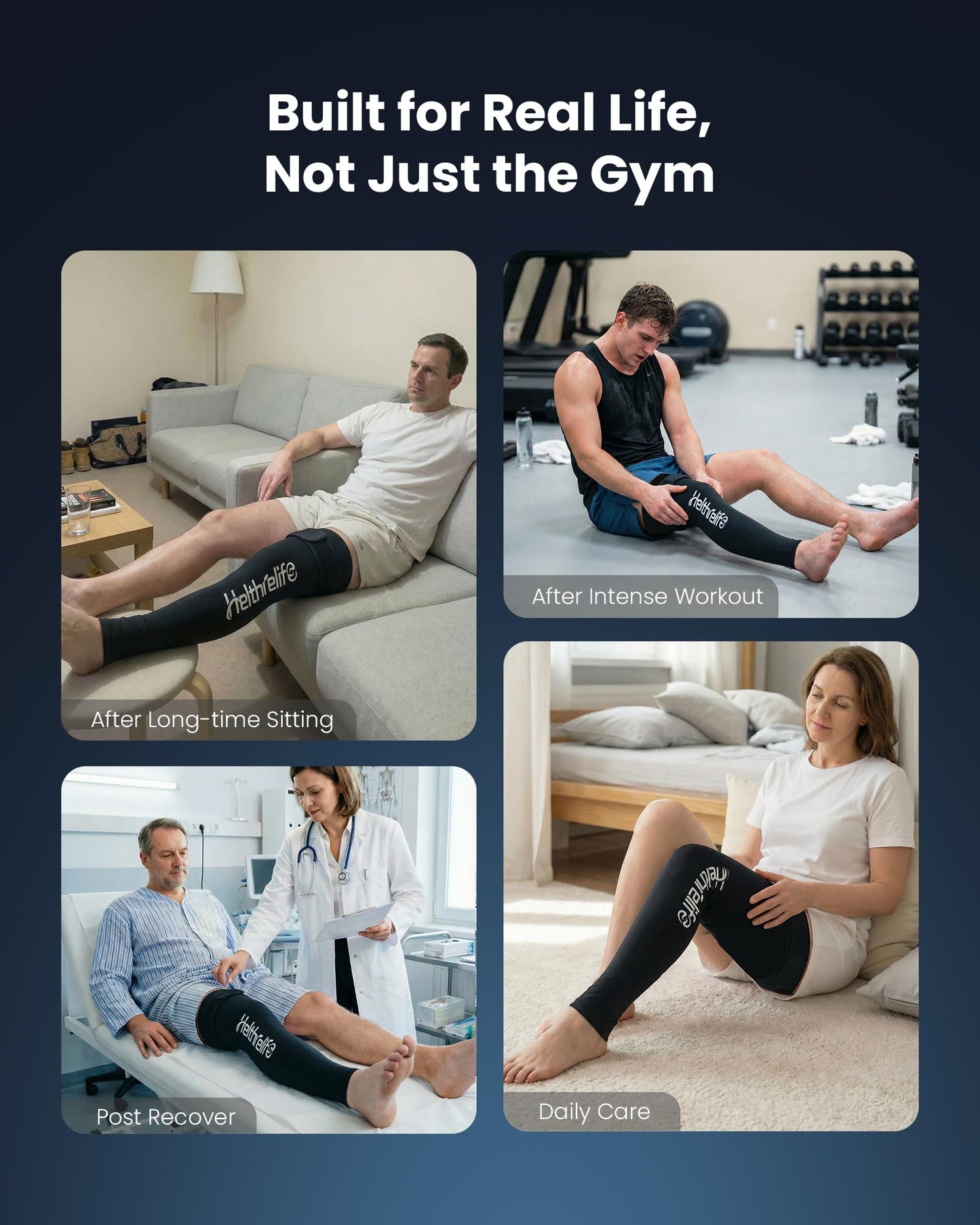 Entire Leg Ice Pack Wrap with Strap and Cutting-Edge Cooling Gel for Cold Therapy, Full Leg Ice Pack for Muscle Soreness & Pain from Foot, Calf to Thigh After Post-Surgery