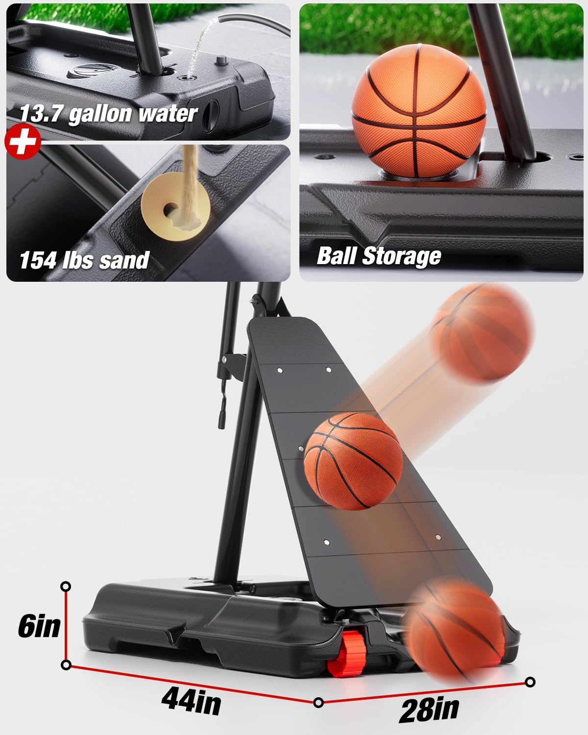 Mayfire Basketball Hoop Outdoor 10 FT Height Adjustable, Portable Basketball Goals Systems with 45" Backboard for Youth Adults Kids - Backyard, Driveway, Indoor Play
