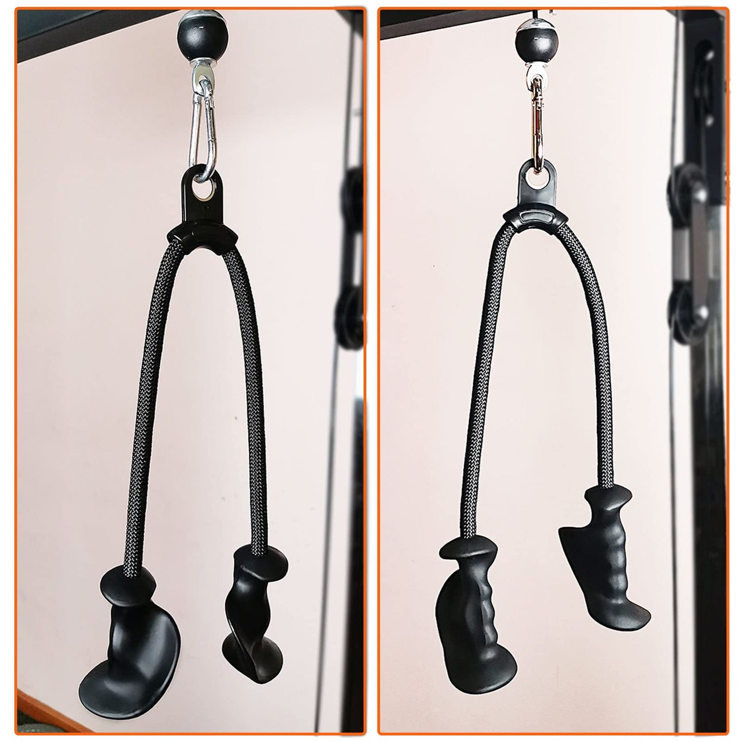 Ergonomic Tricep Rope Pull Down Attachment, Upgraded Long Triceps Rope Cable Attachments for Gym, Lat Pull Down Bar for Cable Machine, Tricep Lat Pulldown Workout Cable Attachments (HAND ROPE-03)