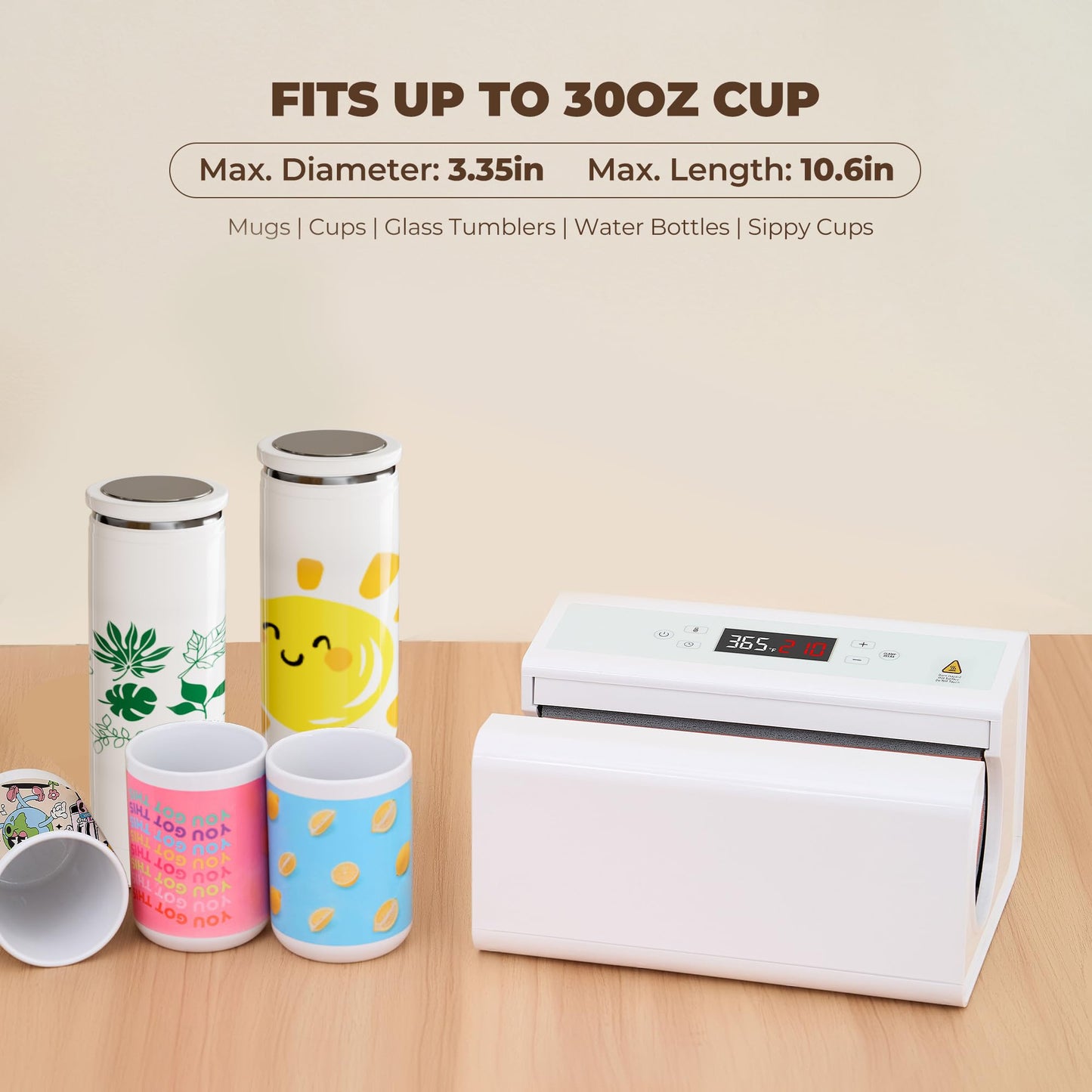 CURECURE Auto Tumbler Heat Press Machine, Fast and Evenly Heat-up, Adjust Temperature and Time, Auto Shut-Off, Mug Heat Press Use for 11-30oz Sublimation Tumblers, Mugs, Water Bottle, Glasses