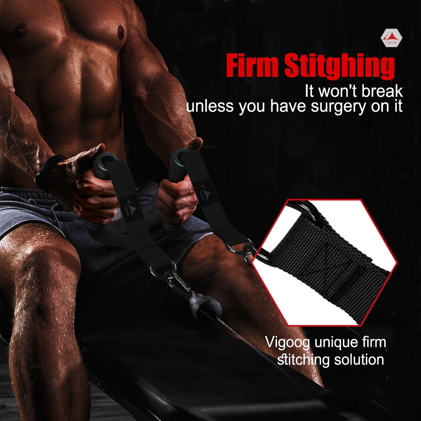 Vigoog Heavy Duty Gym Workout Handle Attachments - Powerful, Comfortable & Anti-Slip Rubber Exercise Grips for Cable Machines, Pulley Systems and Other Fitness Equipments