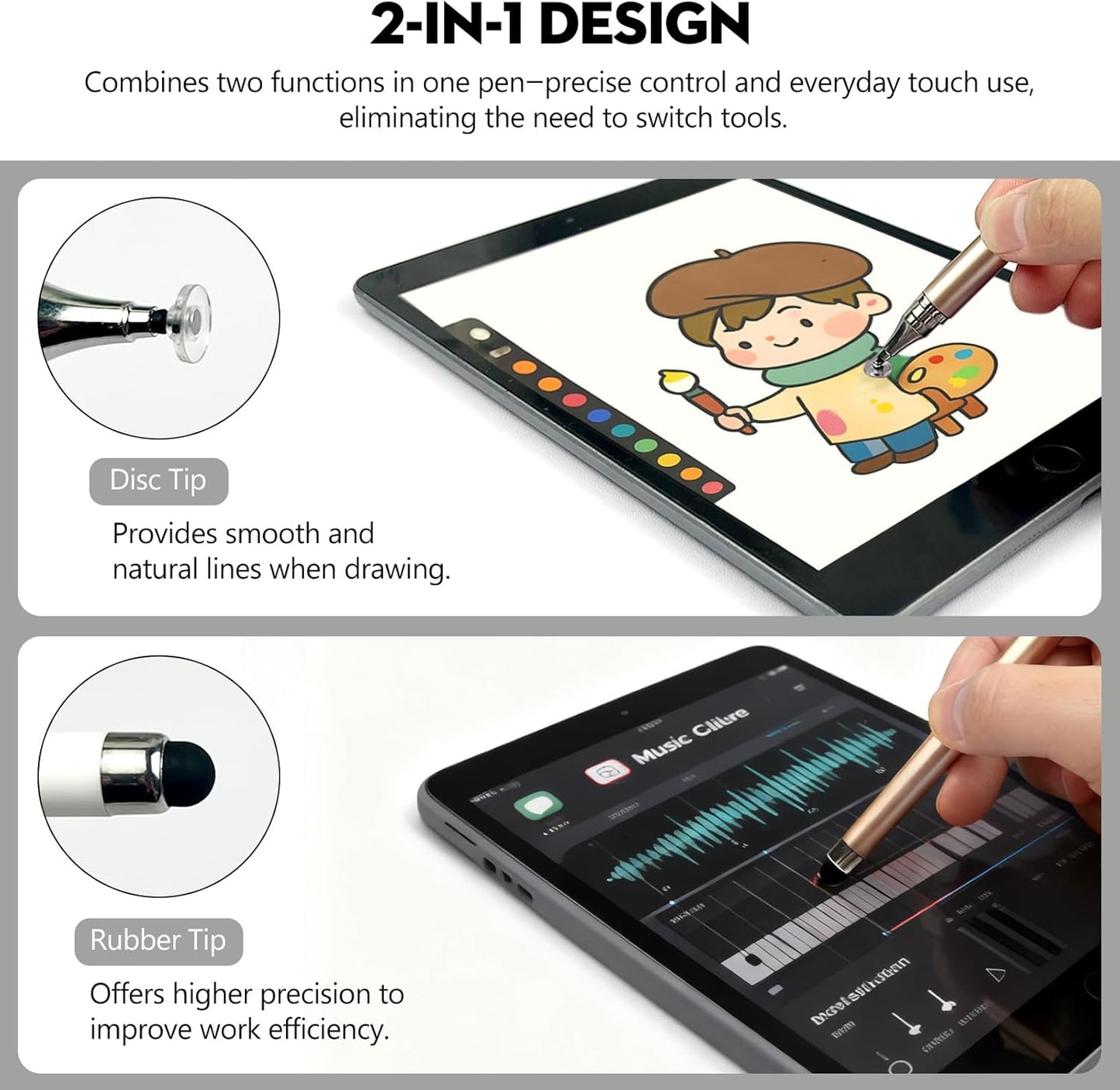 Brvlsoc 6-Pack 2-in-1 (3 Stylus Pens for Touchscreen Devices High-Precision, No-Charge Stylus for iPad, iPhone, Samsung