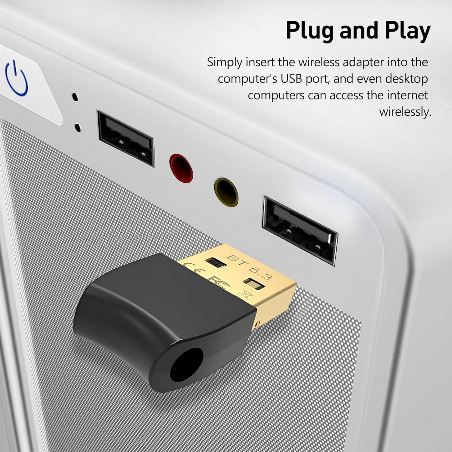 Wansurs 5.3 11/10, Bluetooth Adapter for PC, Bluetooth Dongle, Plug & Play for Windows Bluetooth Transmitter & Receiver