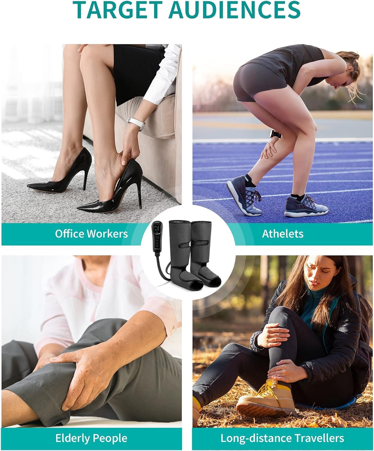 Nekteck Leg Compression Massager for Circulation and Relaxation, FSA Eligible Foot and Calf Massage Machine 2 Modes 3 Intensities with Hand-held Controller for Pain Relief, HSA Adjustable Leg Wraps