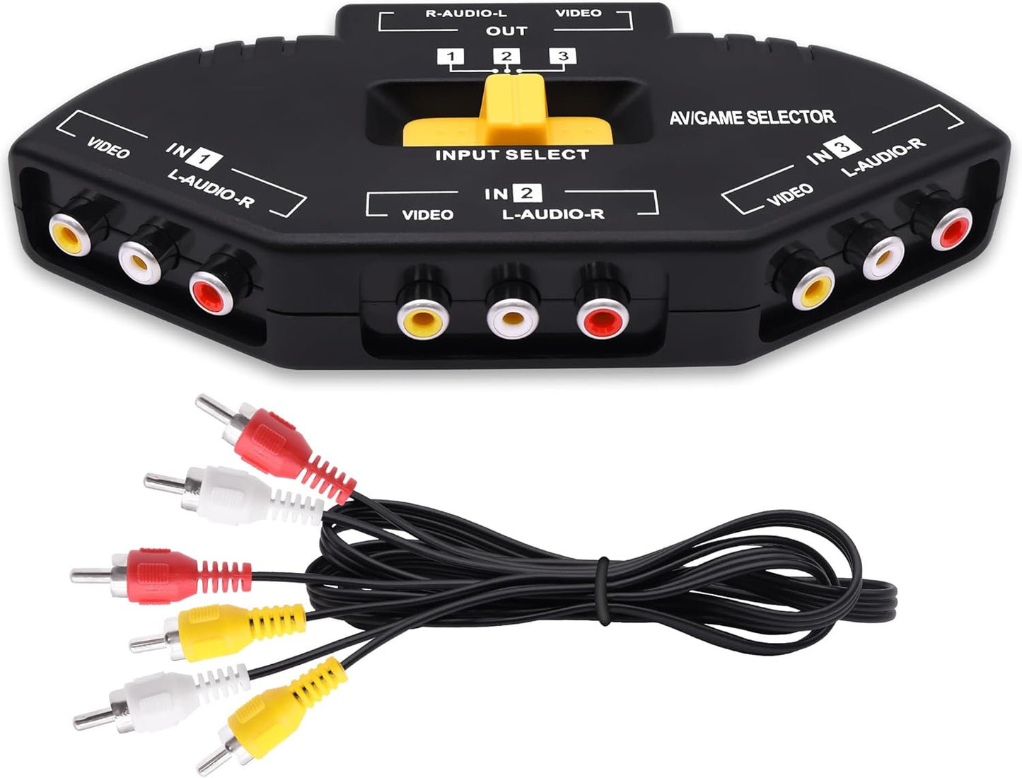 YARCHONN 3 3 1 PS3 RCA AV Audio Video Switcher Splitter Way Audio Video AV RCA Switch Game Selector Box Splitter in Out