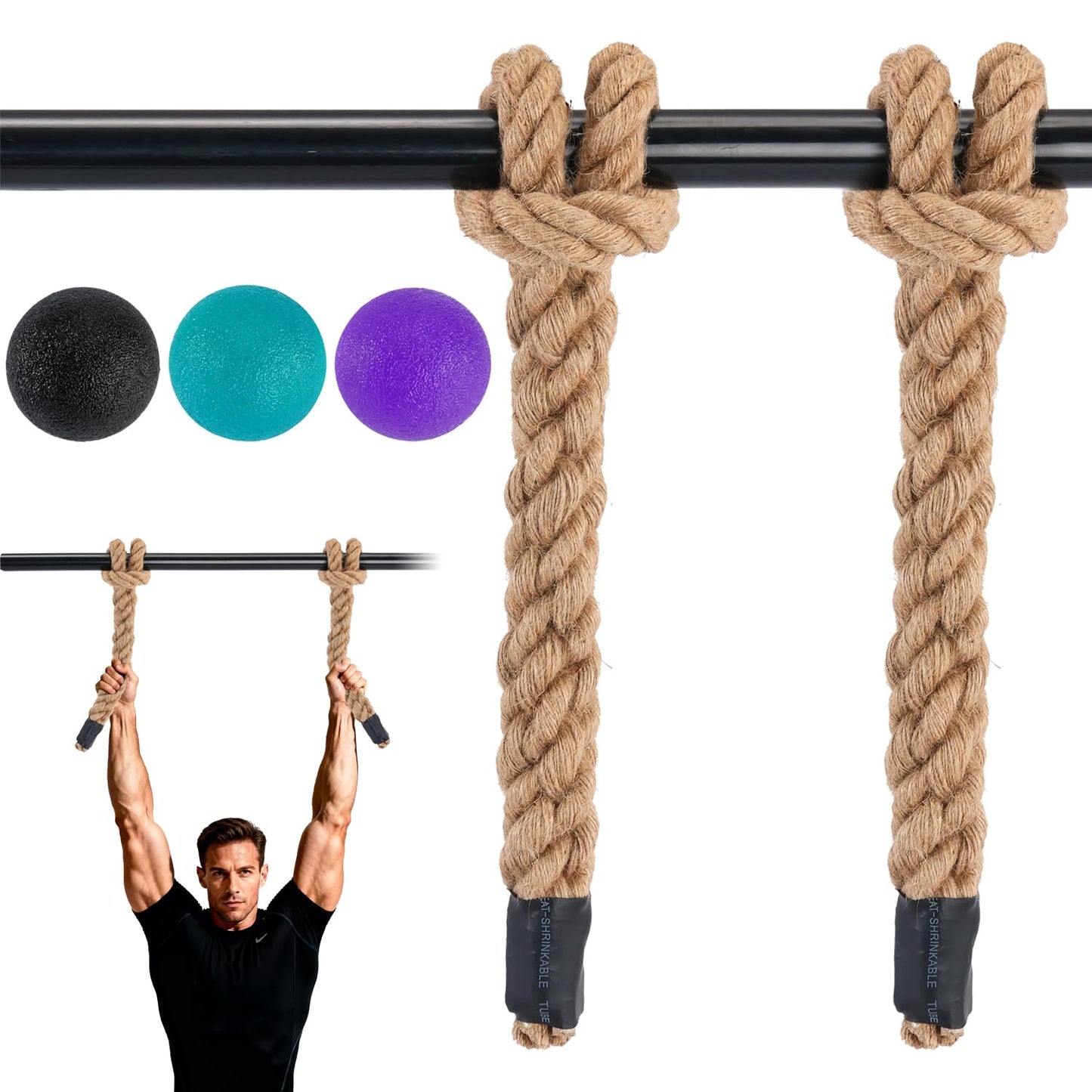 Rope Grips for Pull Ups, Enhance Grip Strength & Endurance, Versatile Fitness Accessory for Dumbbells & Barbells, Pull Up Bars Durable & Comfortable Design