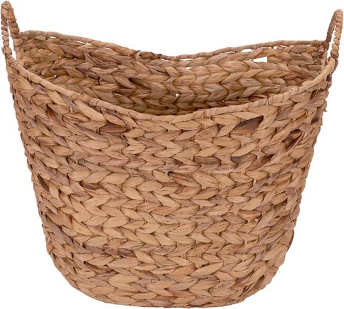Household Essentials ML-4002 Tall Wicker Basket - Water Hyacinth with Handles | Natural Brown