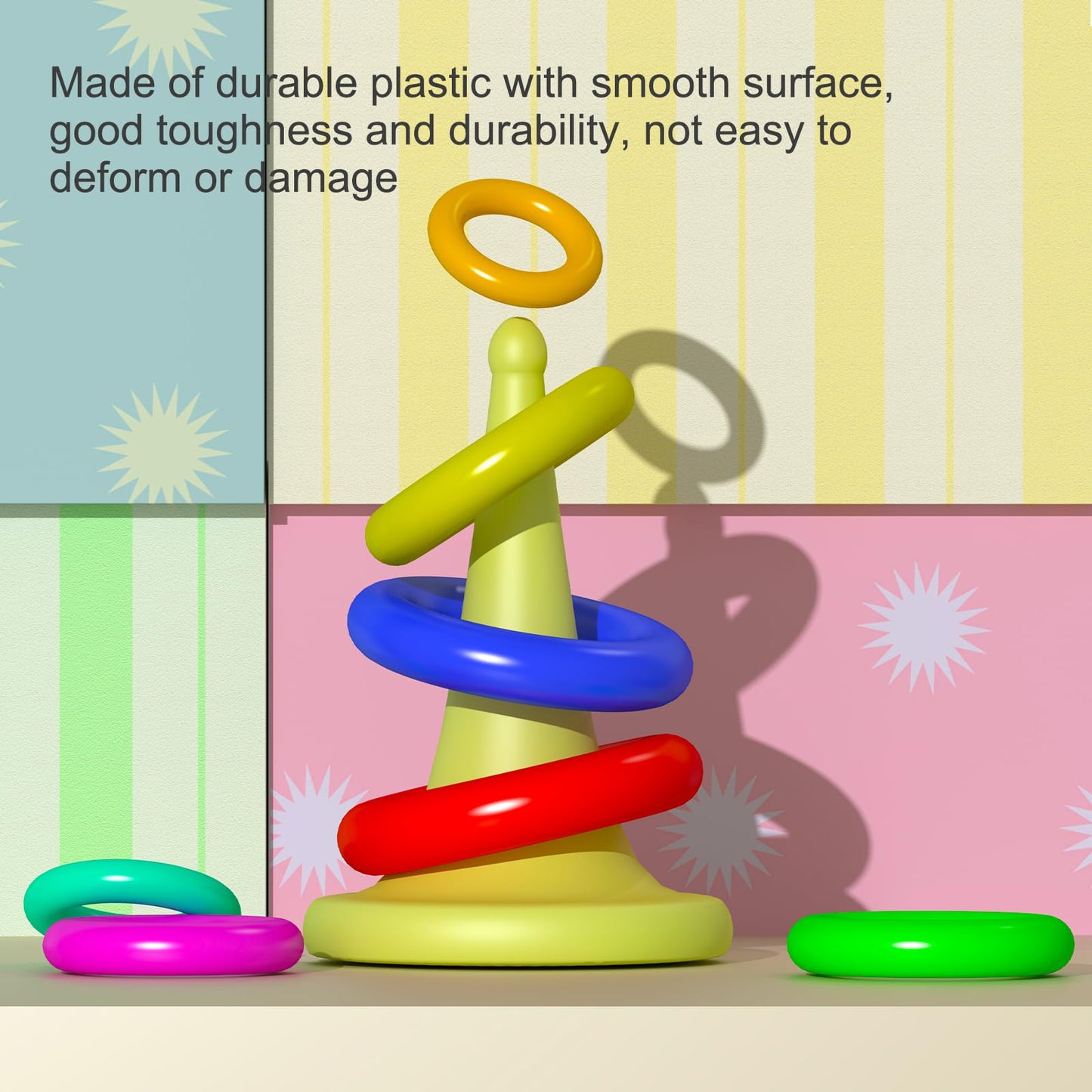PATIKIL 2.8 Inch Plastic Ring-Toss Rings for Bottles, 30 Pack Carnival Rings Plastic Hoops for Speed and Agility Practice Outdoor Party Favor, Pink