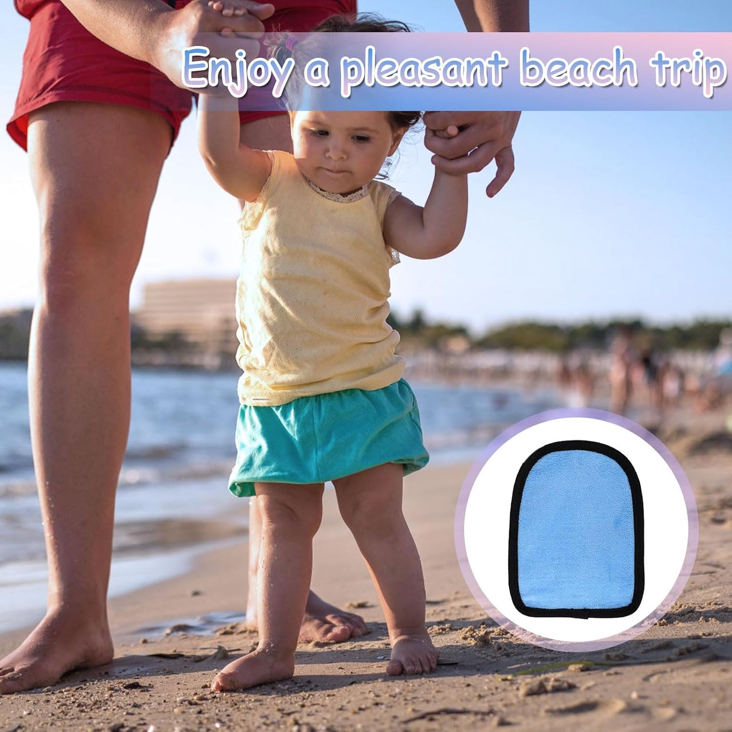 Tinoaly 2pcs Beach Sand Removal Bags, Soft Skin-Friendly Sand Wipe Off Mitts Sandscreen Remover Beach Essentials Must