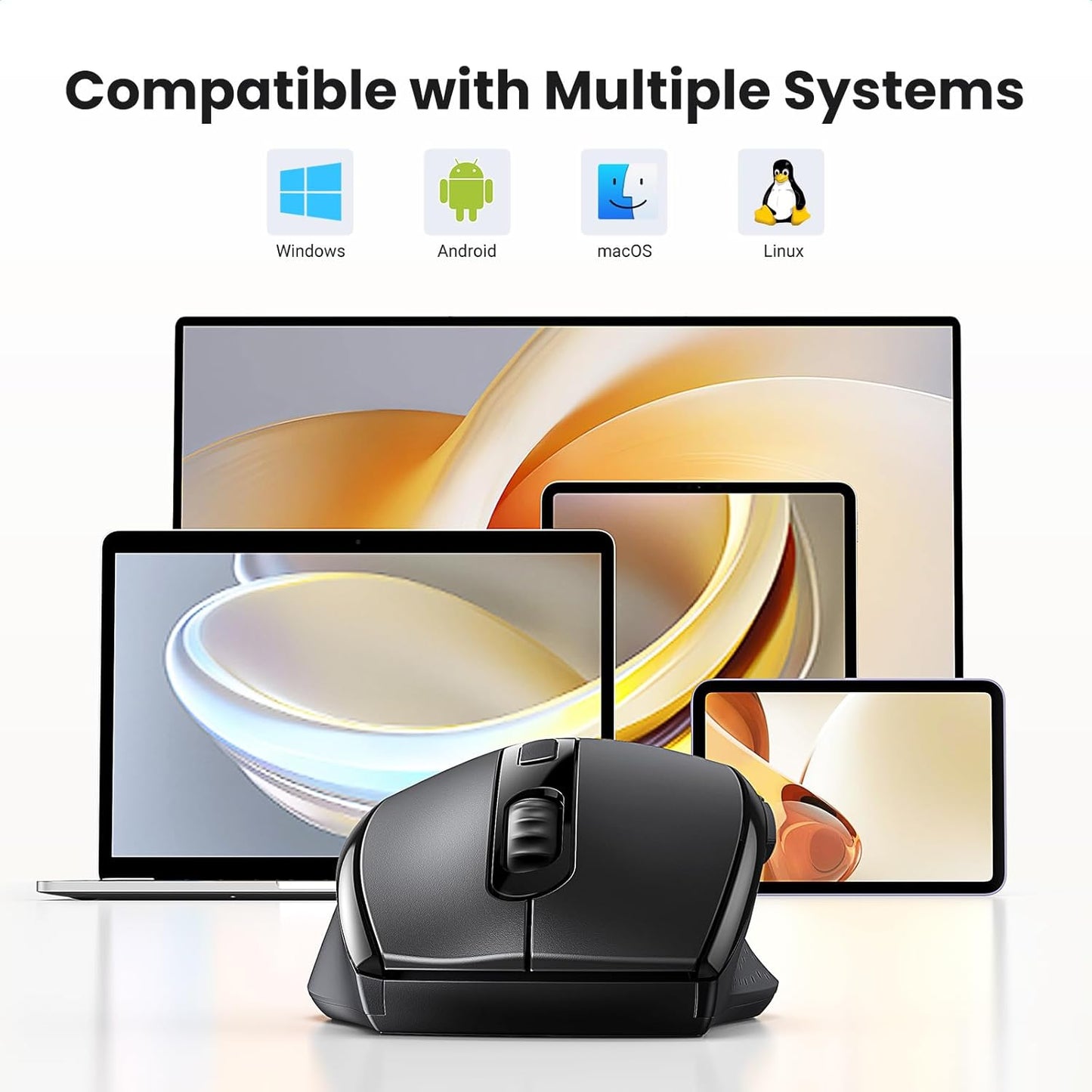 UGREEN 2.4GHz 1600 Wireless Mouse Ergonomic DPI USB Receiver Compatible with Windows Mac Linux Chromebook Laptop PC