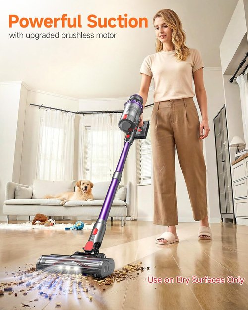 FEPPO Cordless Vacuum Cleaner - Powerful 70-Minute Runtime, Touch Screen, Self-Standing | Ideal for Hardwood Floors, Carpets & Pet Hair