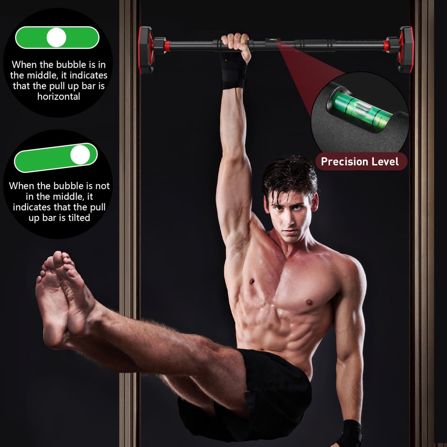Abaodam Adjustable Pull up Bar for Doorway - Portable Home Gym Strength Training Equipment with Secure Locking Comfortable Grip No Drilling Fits 25.59-39.37 Inch Door Frames