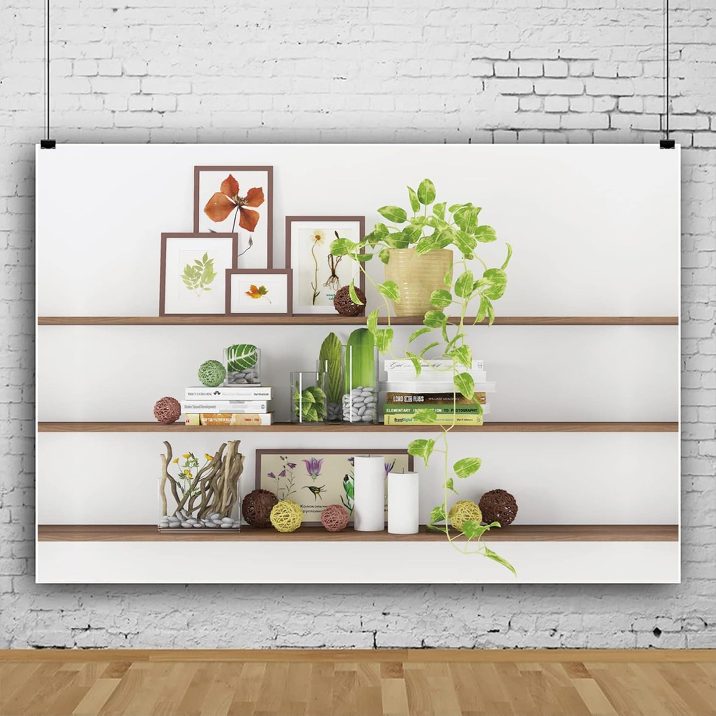 CSFOTO 10x7ft Modern Living Room Backdrop Green Plant Bookcase Office Zoom Backdrop for Video Conference Zoom Screen