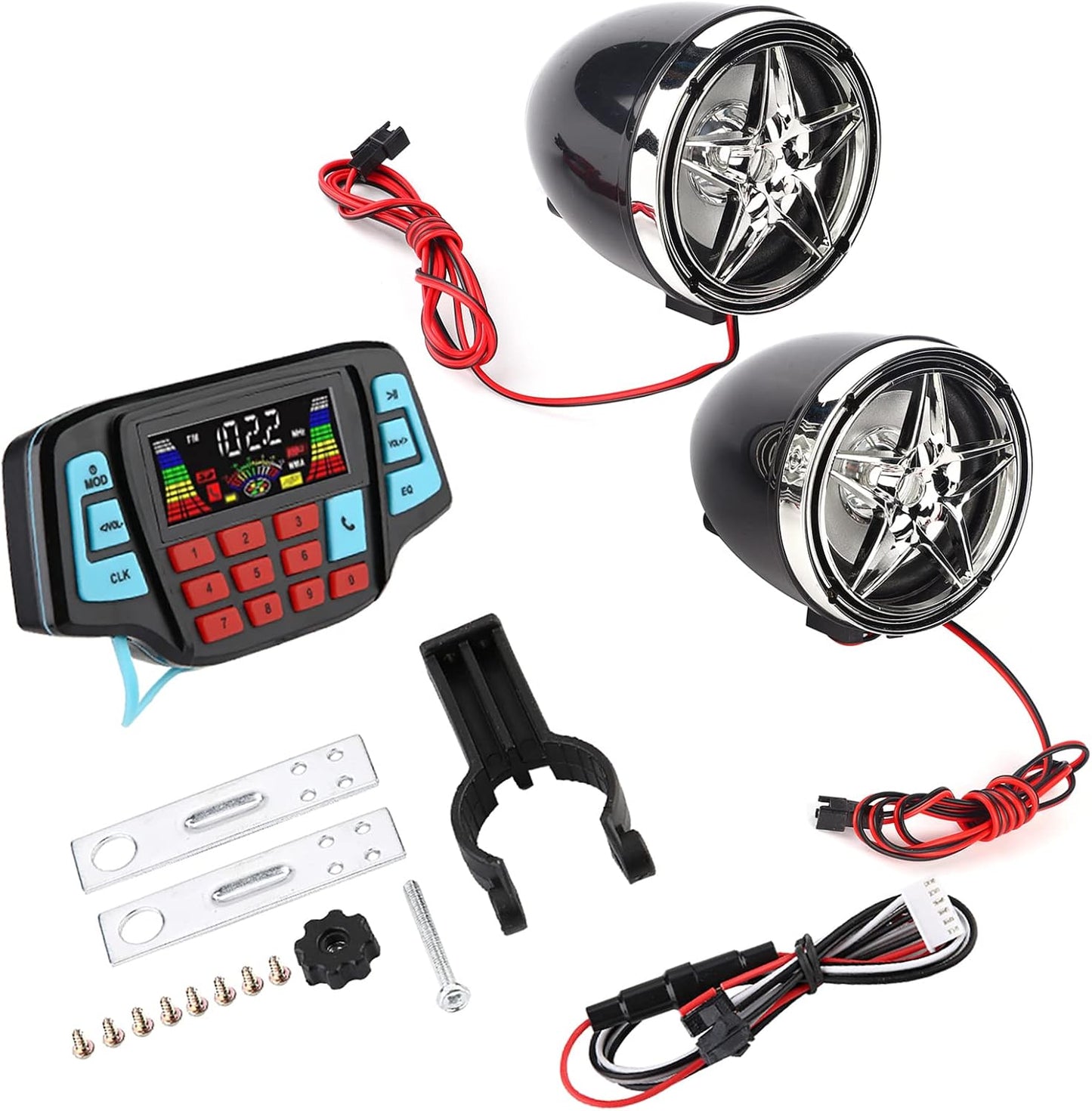 KIMISS MP3 Motorcycle Speakers - Audio Sound System with Amplifier, BT Player, USB & Memory Card Support