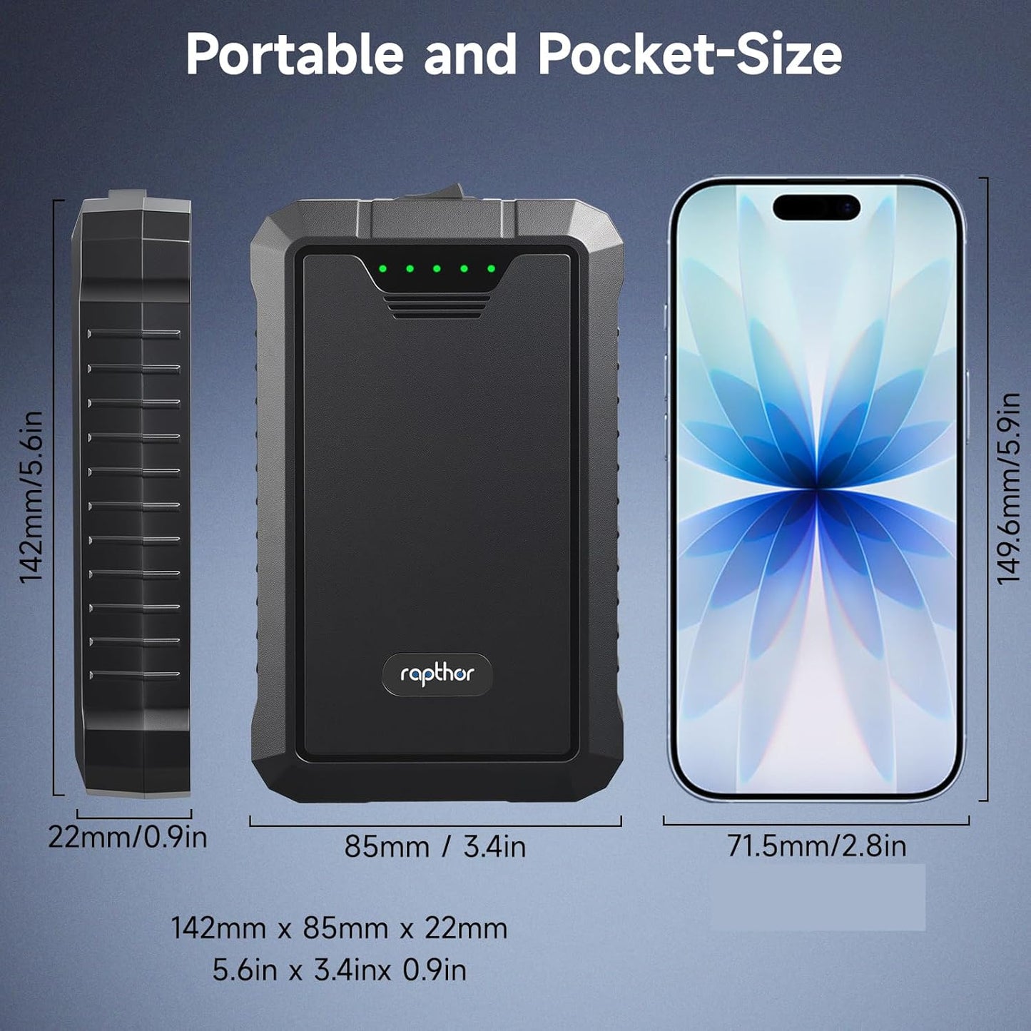 rapthor 12V 6500mAh 5V 13000mAh Pack 12.6V 2A Upgraded Rechargeable / DC Output Battery with Fast Charging Adapter