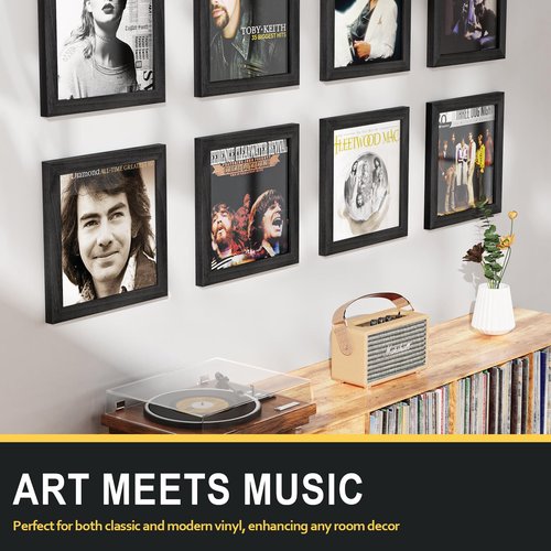 Emfogo Vinyl Record Frame for the Wall, Vinyl Record Display Frame, Album Frames for 12x12 Inch LP Album Cover (1 Pack/Black)