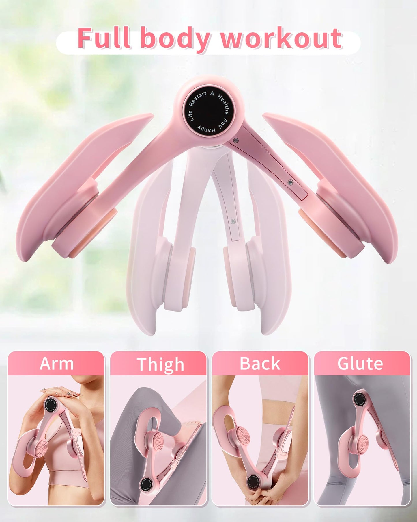 SirDone Thigh Trainer for Women, 360° Adjustable Pelvic Floor Muscle Trainer, Inner Thigh Exerciser, Multi-Function Home Gym Equipment for Hip, Leg, Arm & Yoga Workouts(Pink)