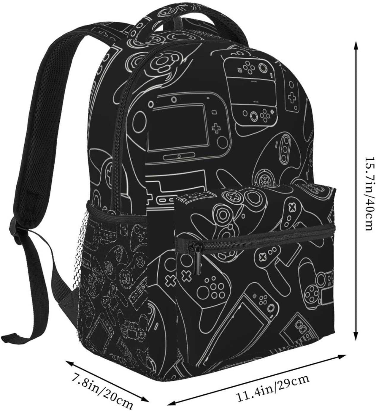 Fiokroo Backpack Backpacks Daypack Video Game Controller Black Background School Bag For Students Teens Men Women