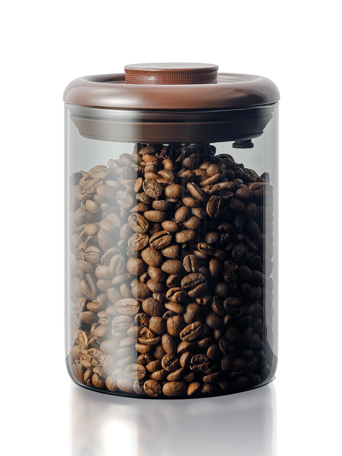 Tourdeus Ground Coffee Glass Container Airtight 10 oz – Pop Top Ground Coffee Canister with CO₂ Valve, 0.63lb Coffee Bean Container, UV Resistant