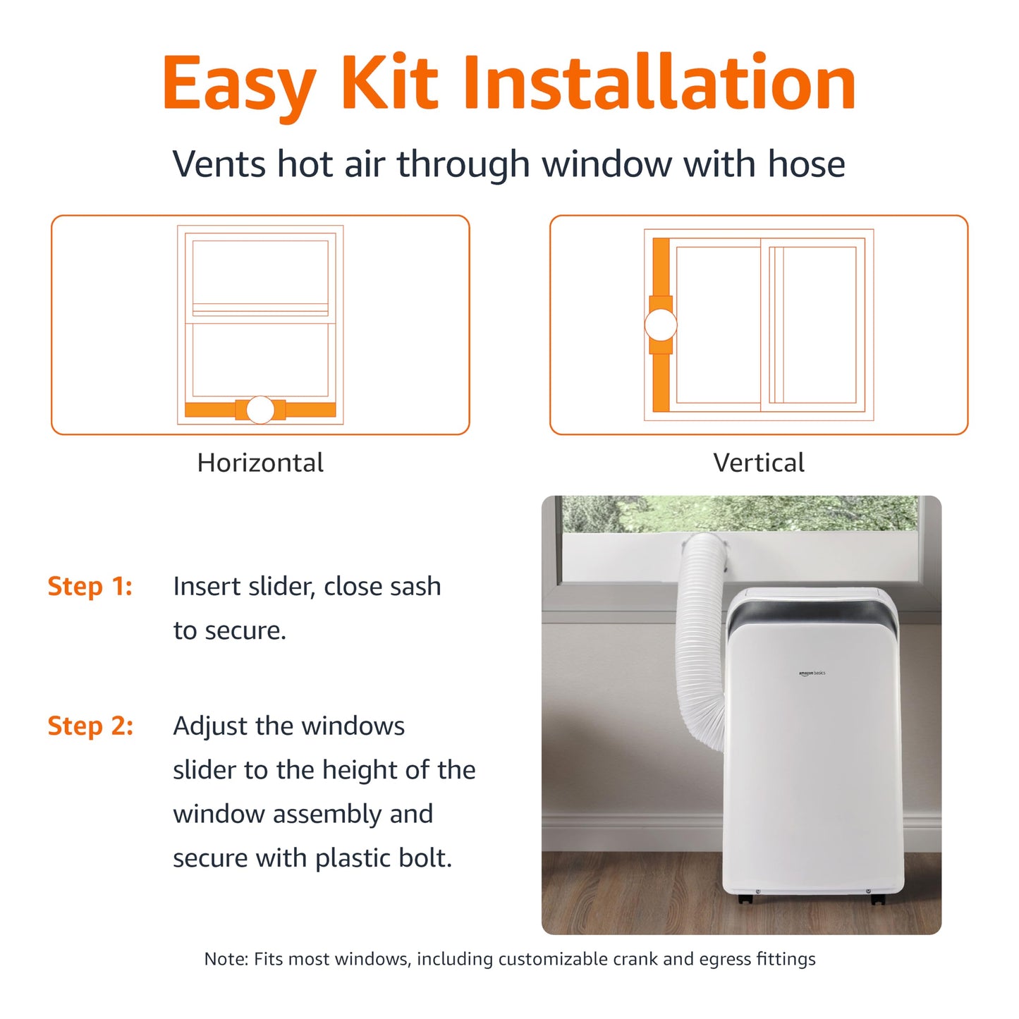 Amazon Basics 4-In-1 Portable Air Conditioner with Remote, Timer, Sleep Mode, Auto Swing, Cool/Heat/Dry/Fan-Only Functions, 13500 BTU (ASHRAE), Cools Up to 550 Sqf, Energy Saving, White