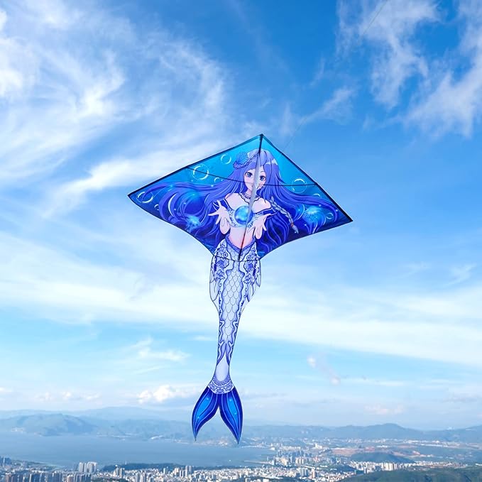 Mint's Colorful Life Mermaid Kite for Girls & Kids, Easiest to Fly Delta Kite
