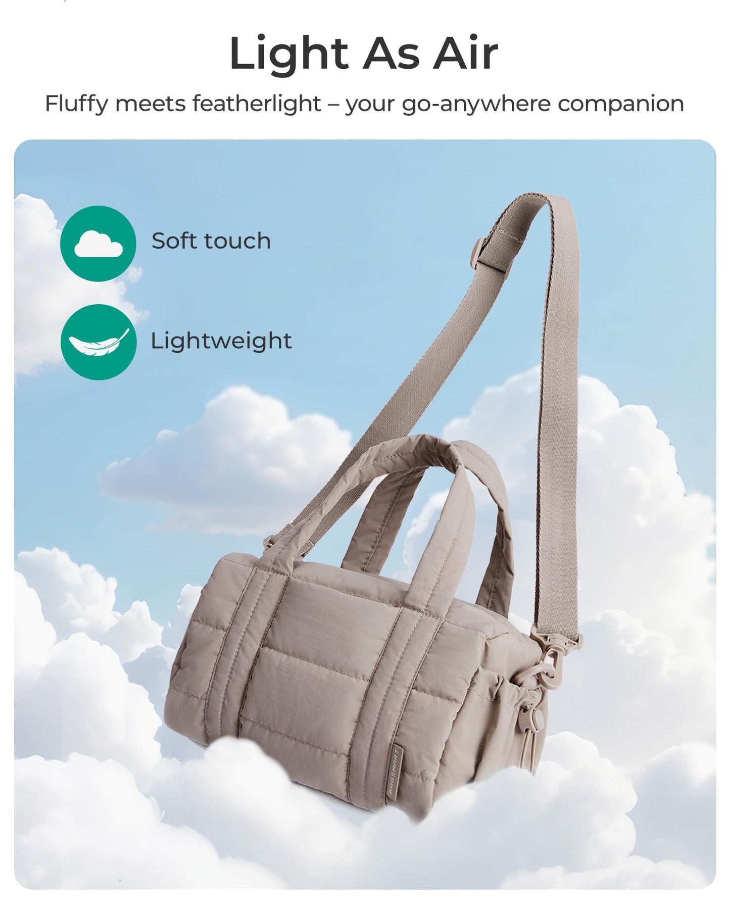 BAGSMART Reiki Gym Bag for Women, Mini/Medium Crossbody Bags for Women, 5L Dance Bag with Detachable Strap, 15L Yoga Mate Bag with Wet & Dry Pocket