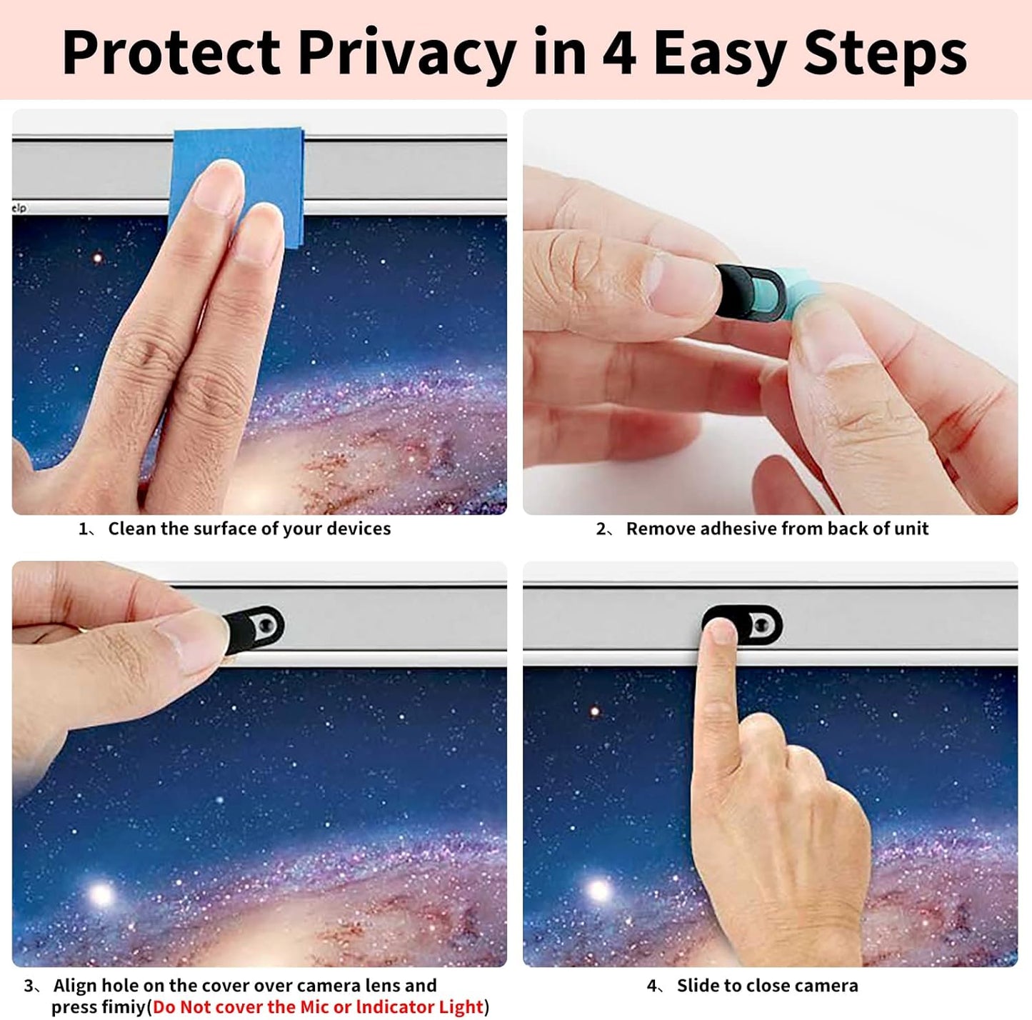 Yilador (3 Pack), 0.03 inch Webcam Cover Ultra Thin Laptop Camera Cover Slide for iPhone iPad MacBook Pro Computer iMac