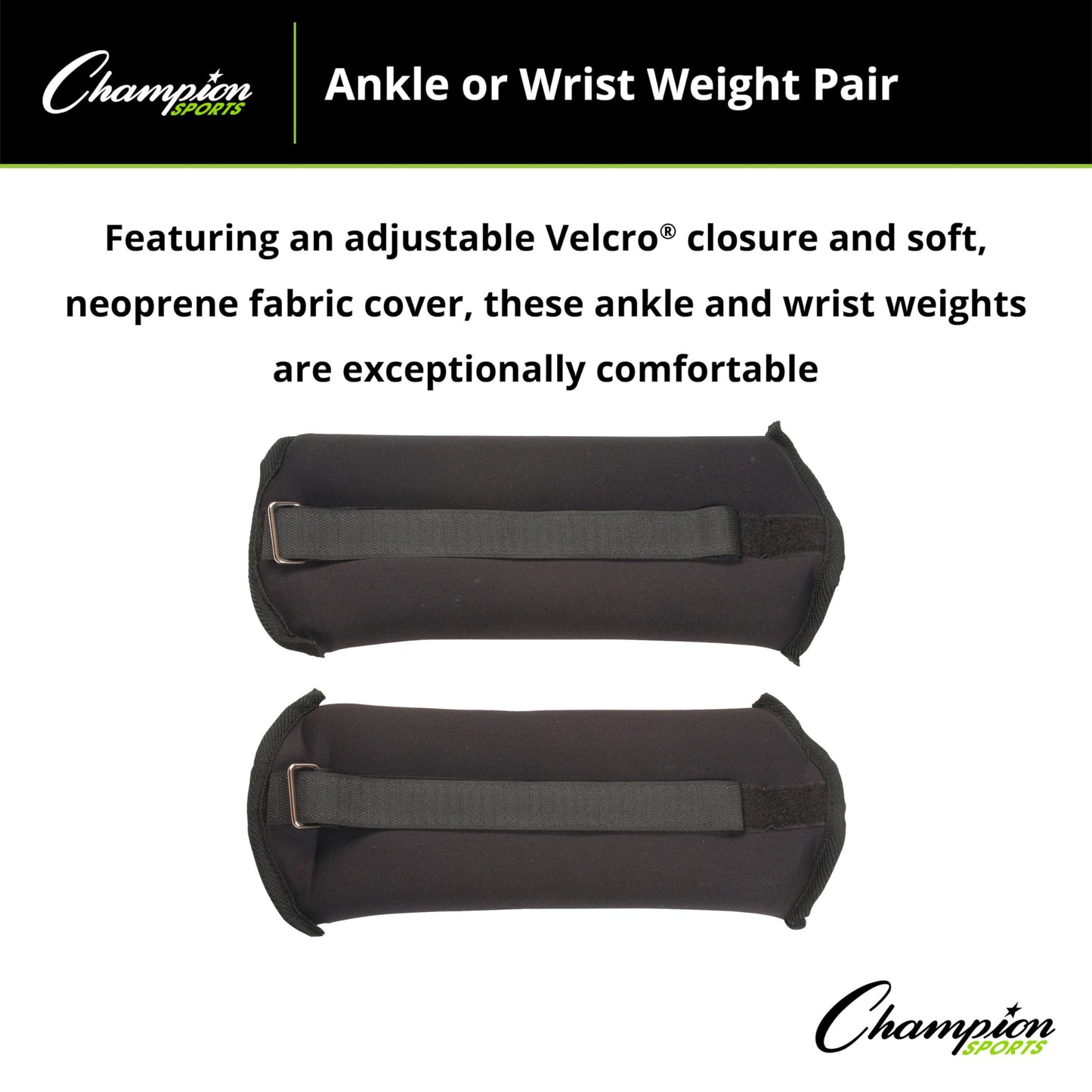 Champion Sports Soft Adjustable Ankle and Wrist Weights (2 Lbs)