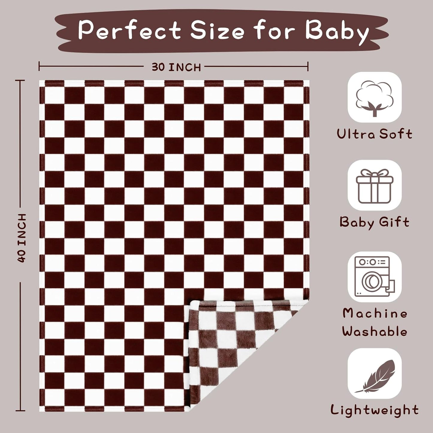 Yurhap Checkered Baby Blanket - Super Soft Fleece for Boys & Girls | 30x40 Inch, Warm & Lightweight