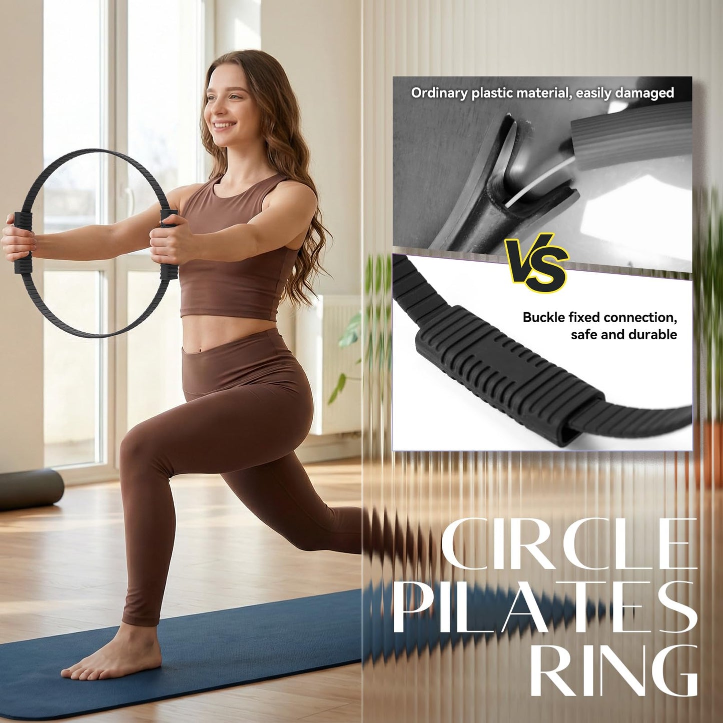 LTHTRADE Pilates Ring Set for Women, Pilates Ring and Ball Set with 5-Level Resistance Bands for Core Strength, Stretching, Toning & Full Body Home Workout Pilates Equipment (Black)