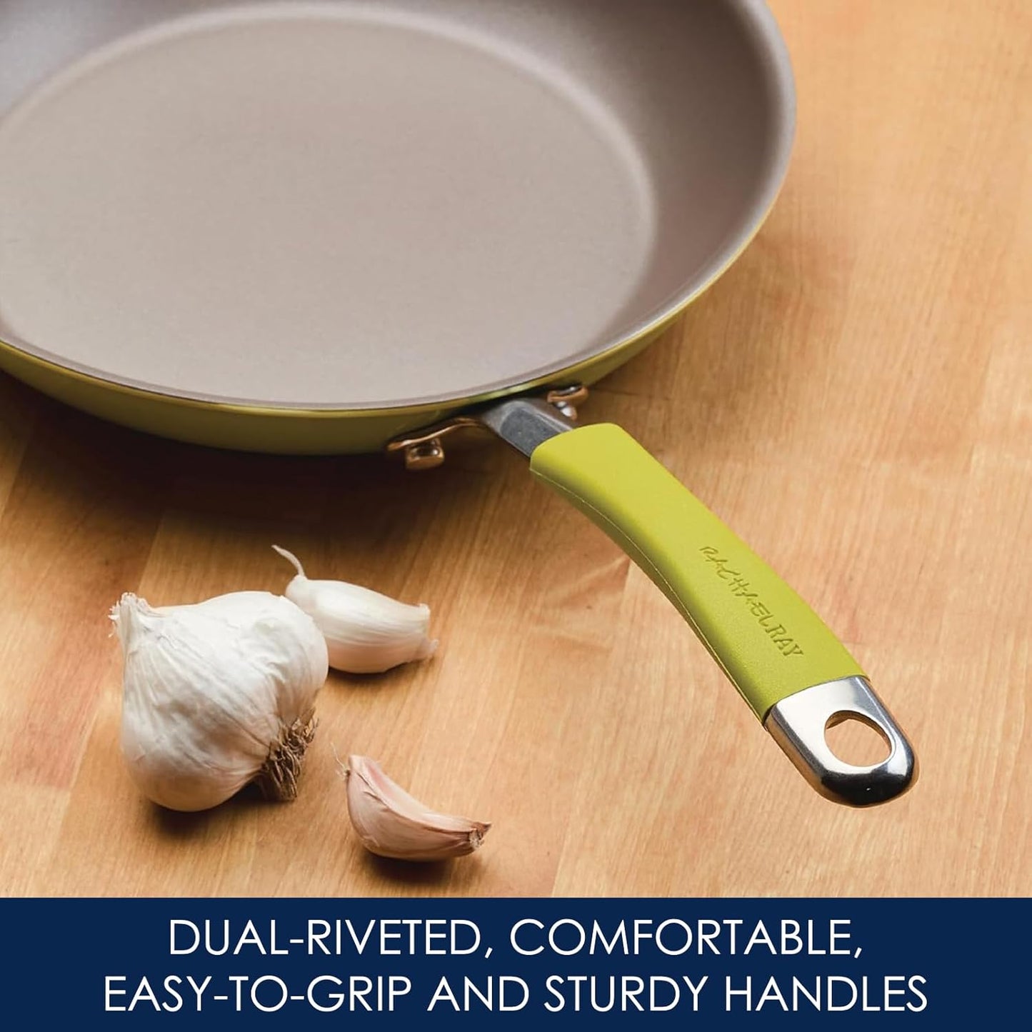 Rachael Ray Cucina Nonstick Cookware Set - 12 Piece in Lemongrass Green for Effortless Cooking