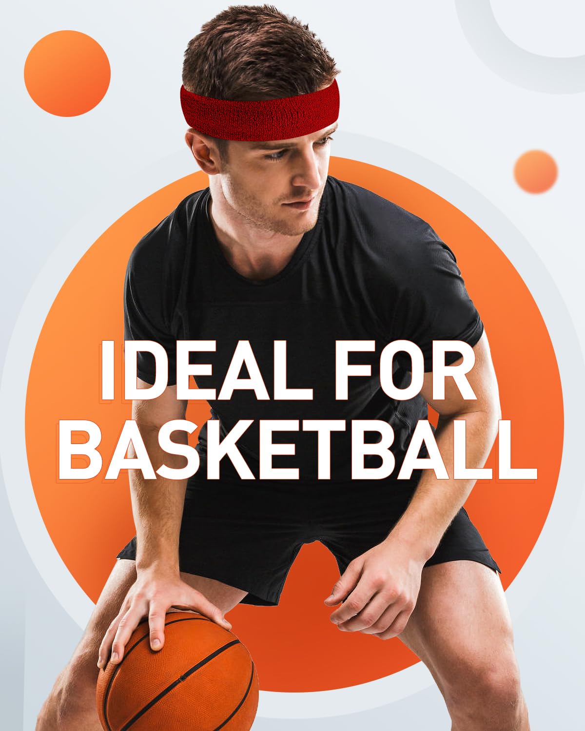 Tanluhu Sweatbands Sport Headbands for Men & Women,Terry Cloth Sweat Band for Tennis, Running, Basketball, Working Out, Exercise- Athletic Sweat Cotton Headband Outdoor