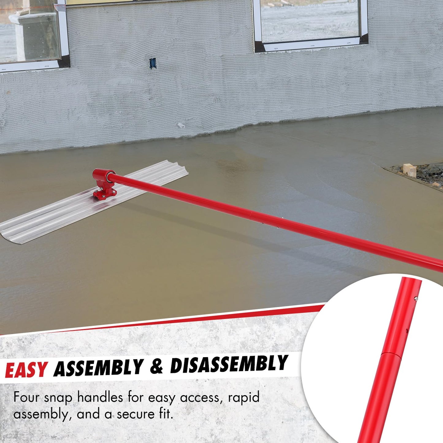 48"x8" Bull Float Kit Magnesium Bull Float for Concrete Finishing Heavy-Duty Cement Smoothing Tool With 4 Float Handle Bracket
