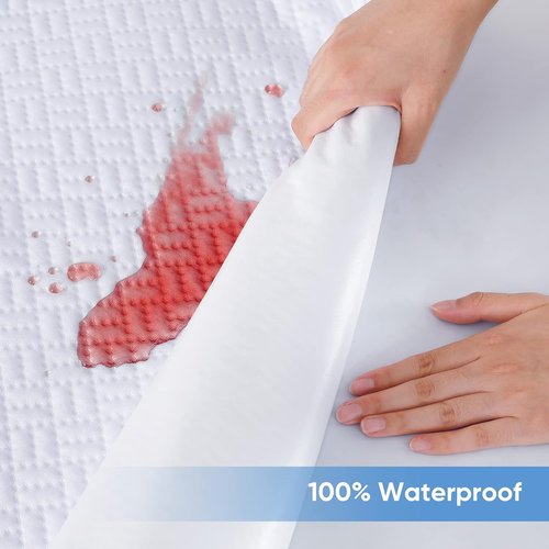 Hanherry Waterproof Mattress Protector - Queen Size Cooling Cover with 3D Air Fabric | Soft & Breathable