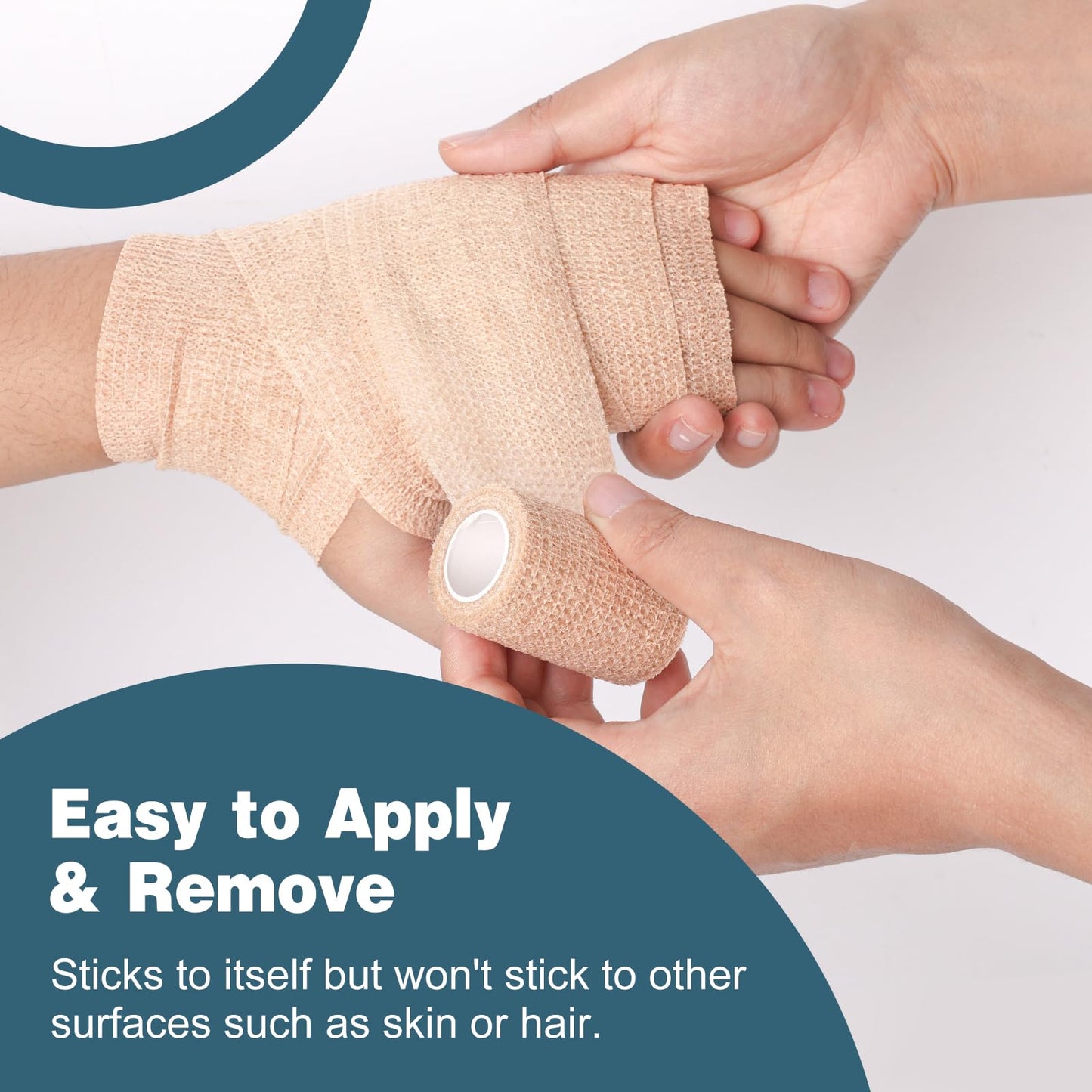 AZEN 8 Pack Self Adhesive Bandage Wrap, Elastic Cohesive Bandage Wrap, Skin Color Athletic Tape, Vet Wrap, Ankle Tape
