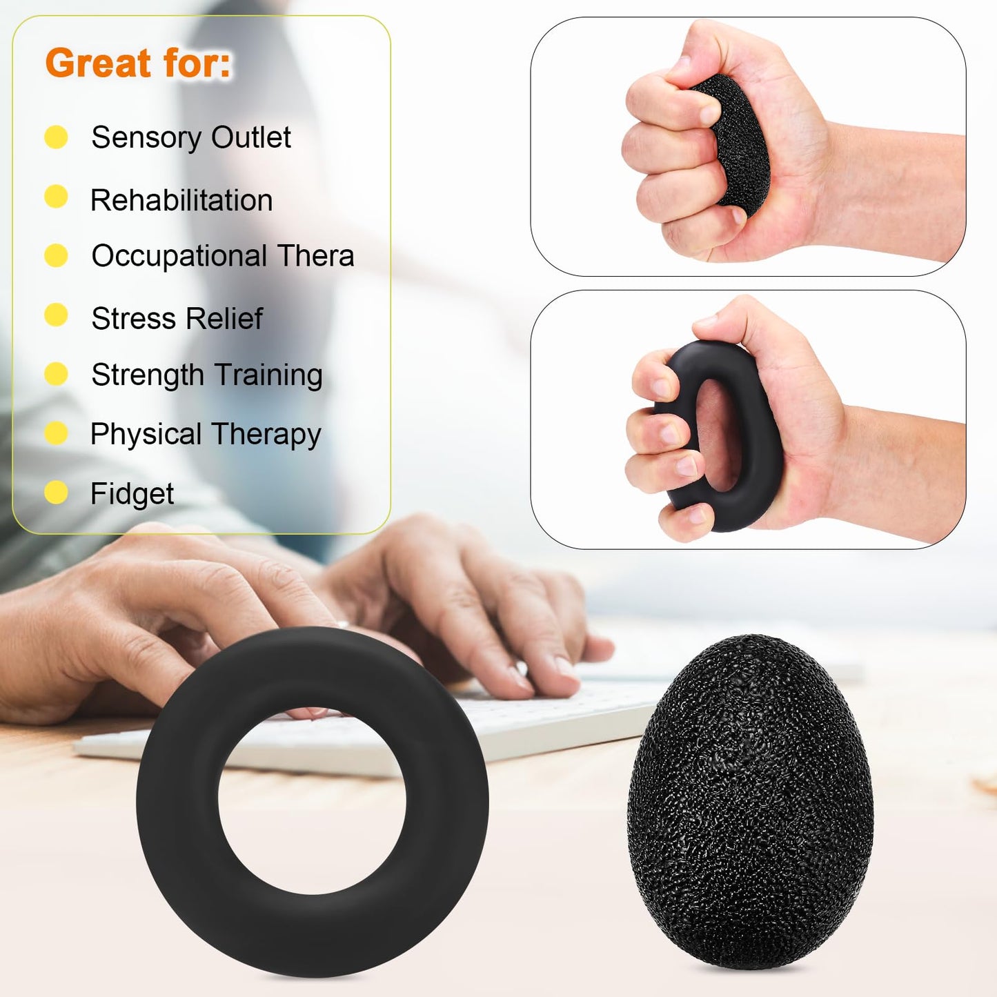 Grip Strength Trainer with Hand Grip Strengthener, Finger Exerciser, Hand Extension Exerciser and Forearm Workout Ring for Muscle Building and Injury Recovery for Athletes