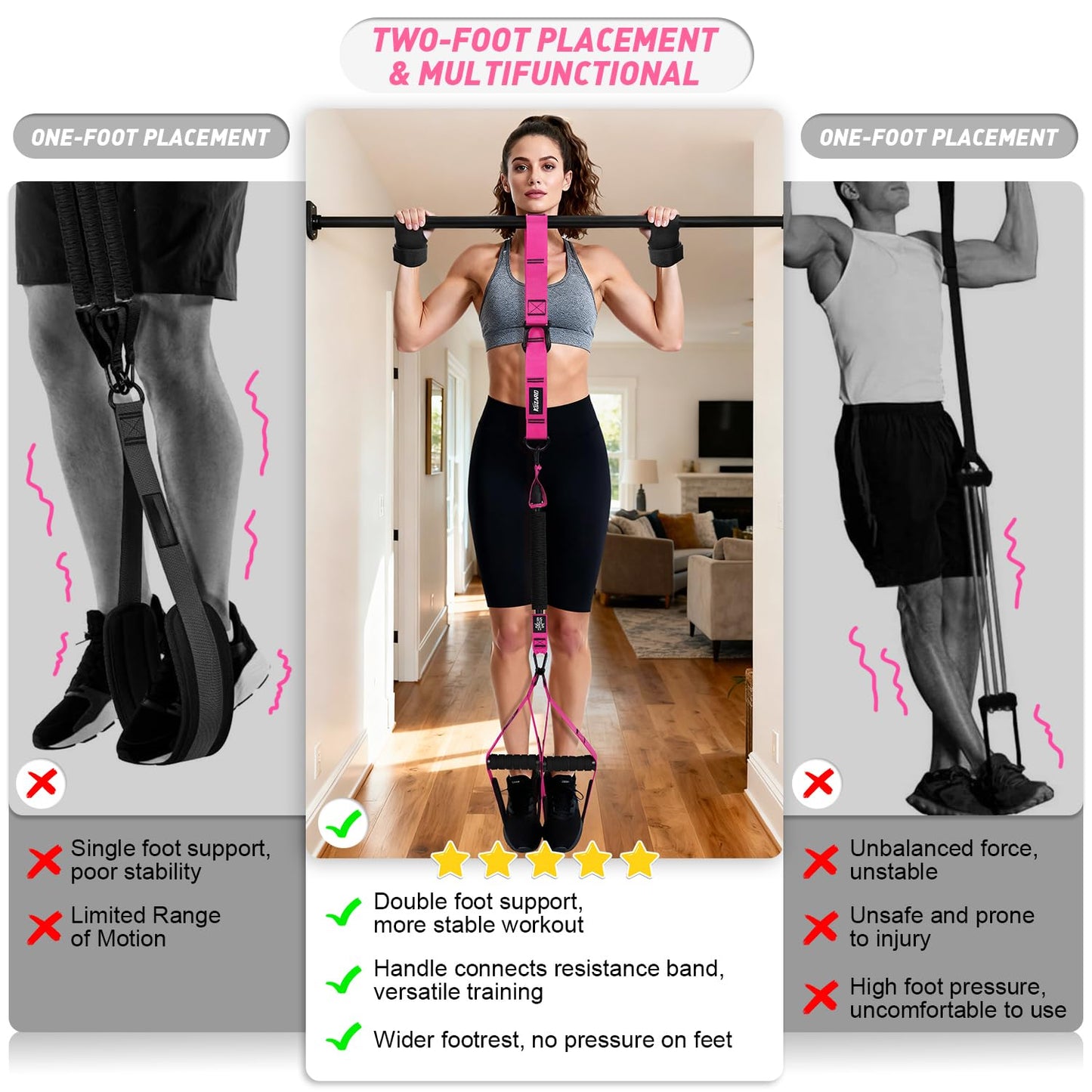 Upgraded Pull Up Assistance Bands for Women, Heavy Duty Resistance Bands with Handles, Exercise Band with Door Anchor, Workout Band Set for Pull Up Bar, Full Body Sculpting,Muscle Training, Home Gym