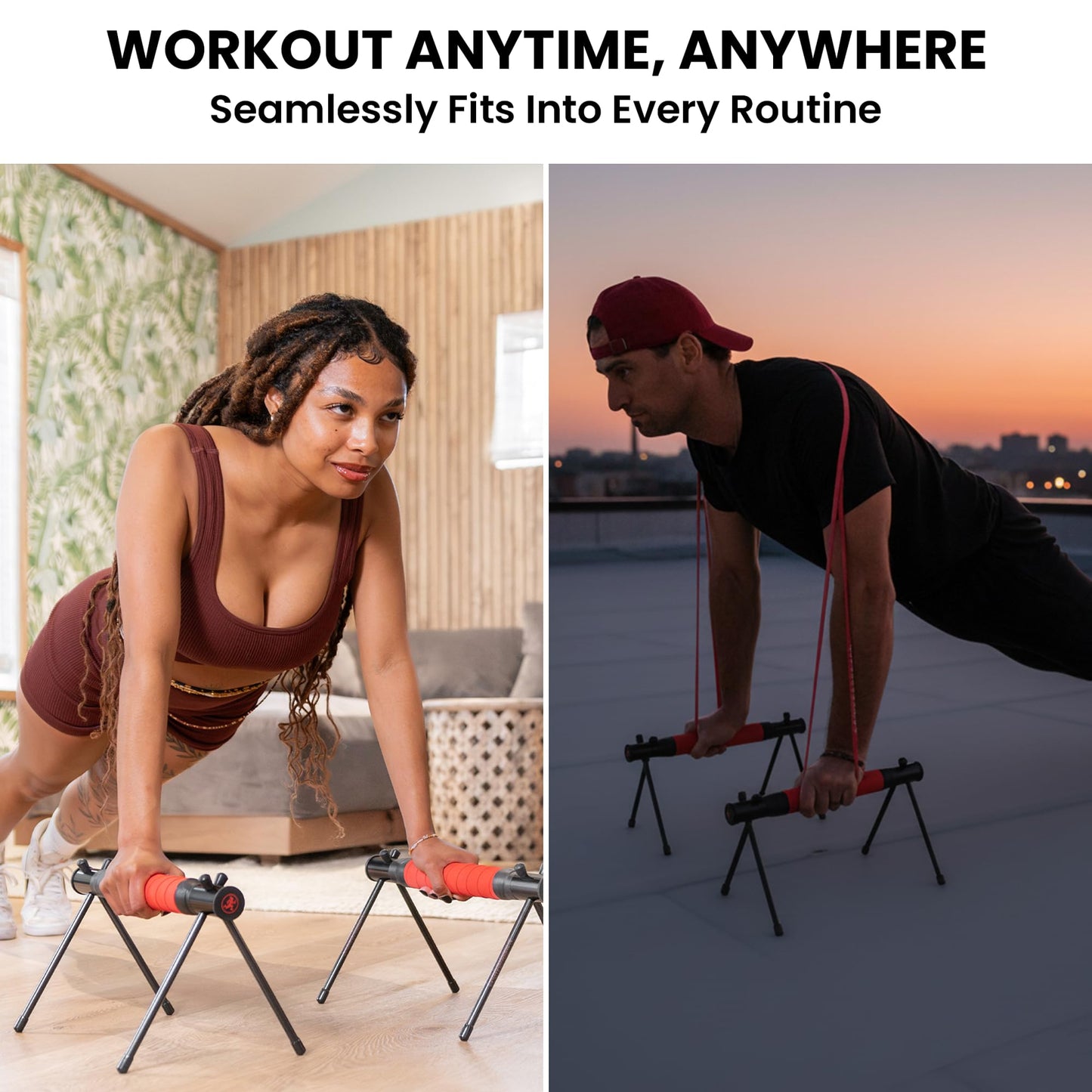 Rubberbanditz Parallettes Calisthenics Handles – Push Up Bars & Dip Bar Stand – Parallel Bars Dip Station for Strength Training – Pushup Handles Parallettes Bars for Home Gym Workouts