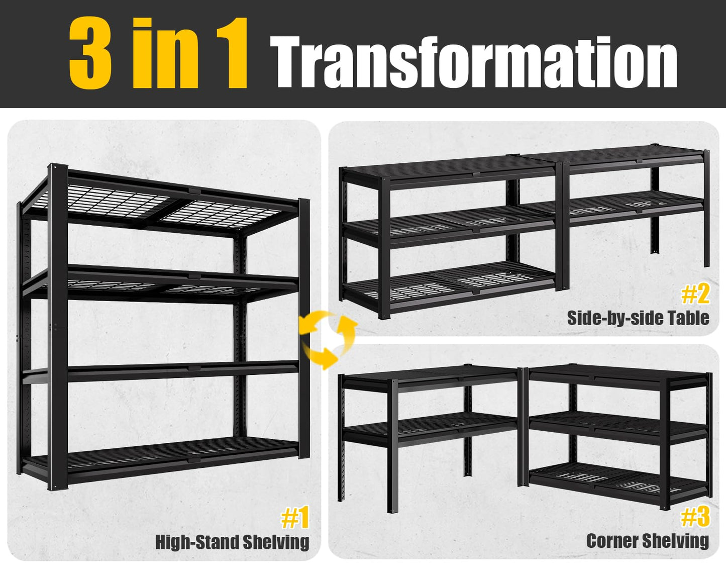 PrimeZone 40" W Heavy Duty Garage Shelving 2200 LBS 4 Tier Storage Shelves Adjustable Industrial Metal Wire Shelf Utility Rack for Garage,Basement,Pantry,Warehouse,Commercial,40" W X 20" D X 60" H