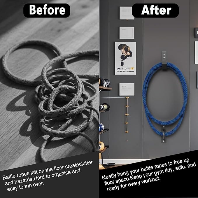 Battle Rope Wall Anchor Kit,Set with 1 Heavy Duty Battle Rope Wall Anchor and 1 Storage Hook,Battle Rope Wall Mount for Home Gym Training