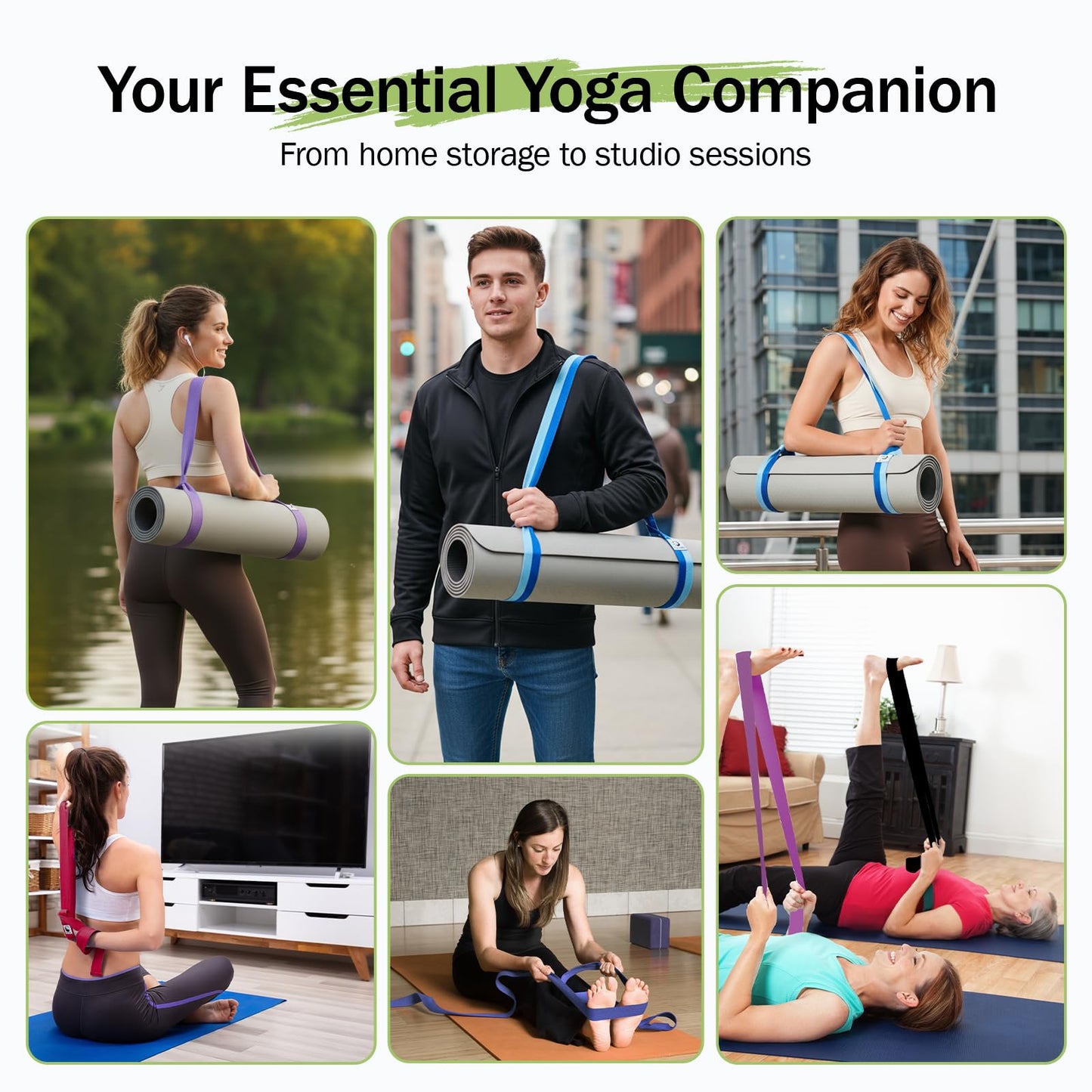 Slim Panda Yoga Mat Straps for Carrying, Adjustable Yoga Mat Carrier Sling Fits All Mats(Mat Not Included)
