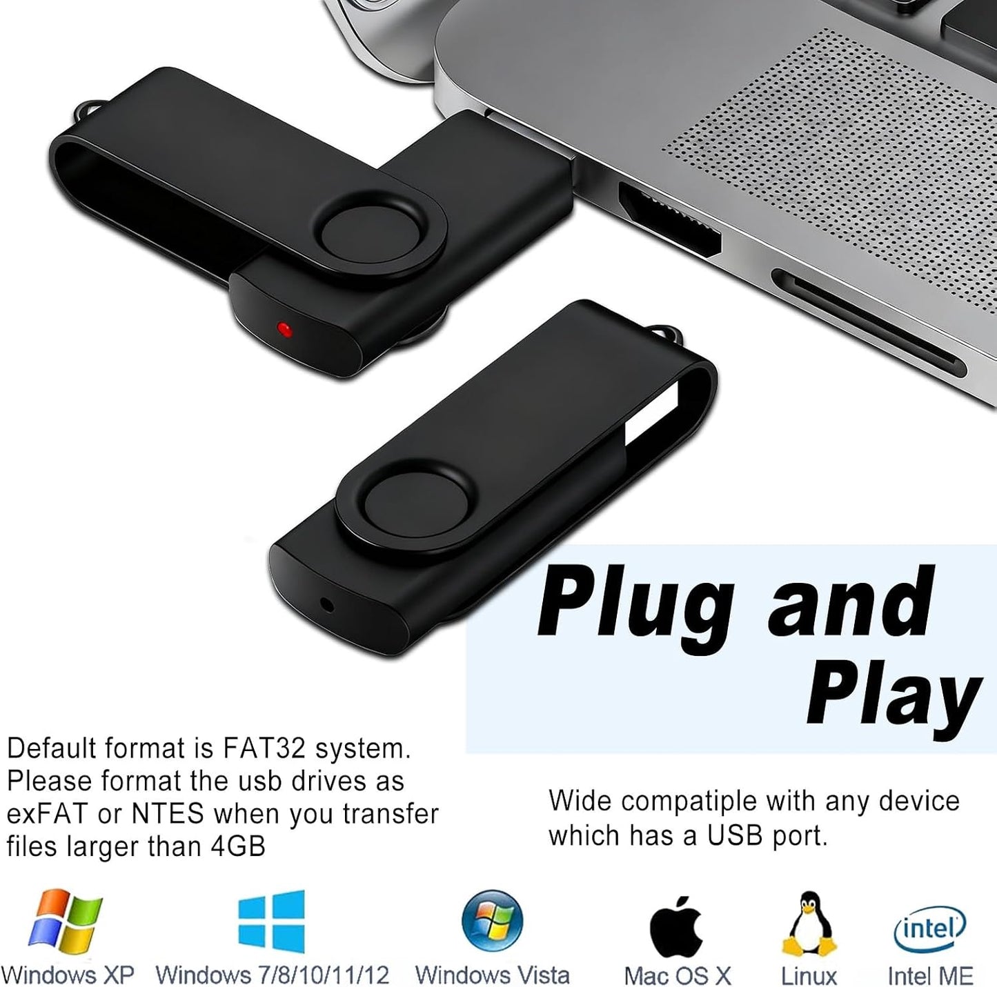 FEWINA 2GB 20 Pack USB2.0 Pack 20PCS 2GB Flash Drive Bulk USB USB Drives Thumb Drive Bulk Swivel Memory Stick Zip Drive