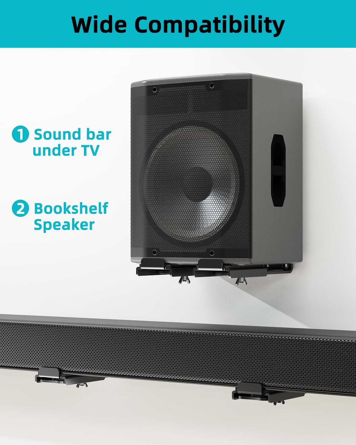 HCMOUNTING 33 LBS 3.5"-6.3" Universal Soundbar Wall Mount Bracket- for Samsung, Sony, Bose, LG, Vizio, Sonos & More